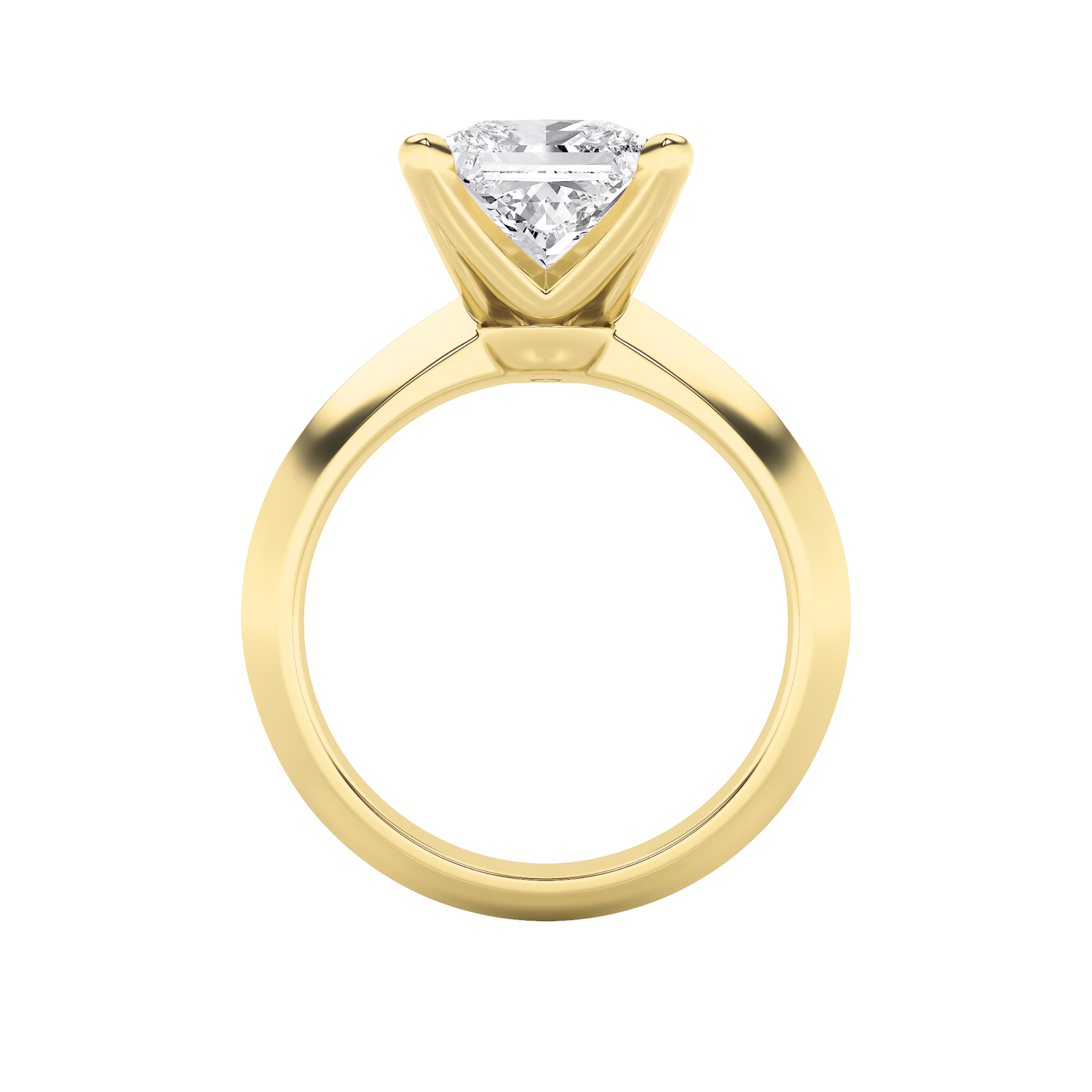 1Cttw Princess Shaped Lab Grown Diamond (F/VS) Knife Edge Shank Solitaire Engagement Ring in 14K Gold