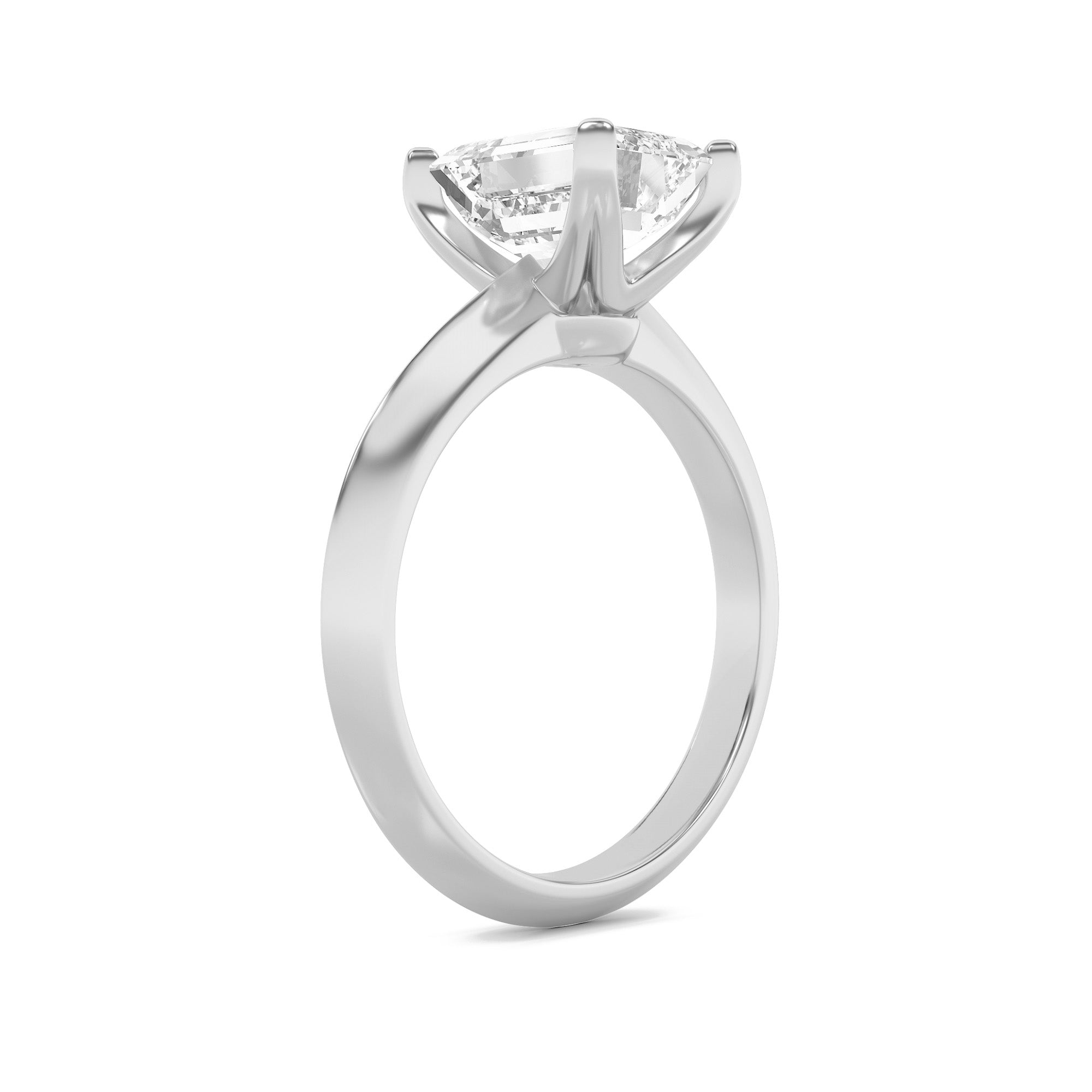 3Cttw Radiant Shaped Lab Grown Diamond (F/VS) Knife Edge Shank Solitaire Engagement Ring in 14K Gold