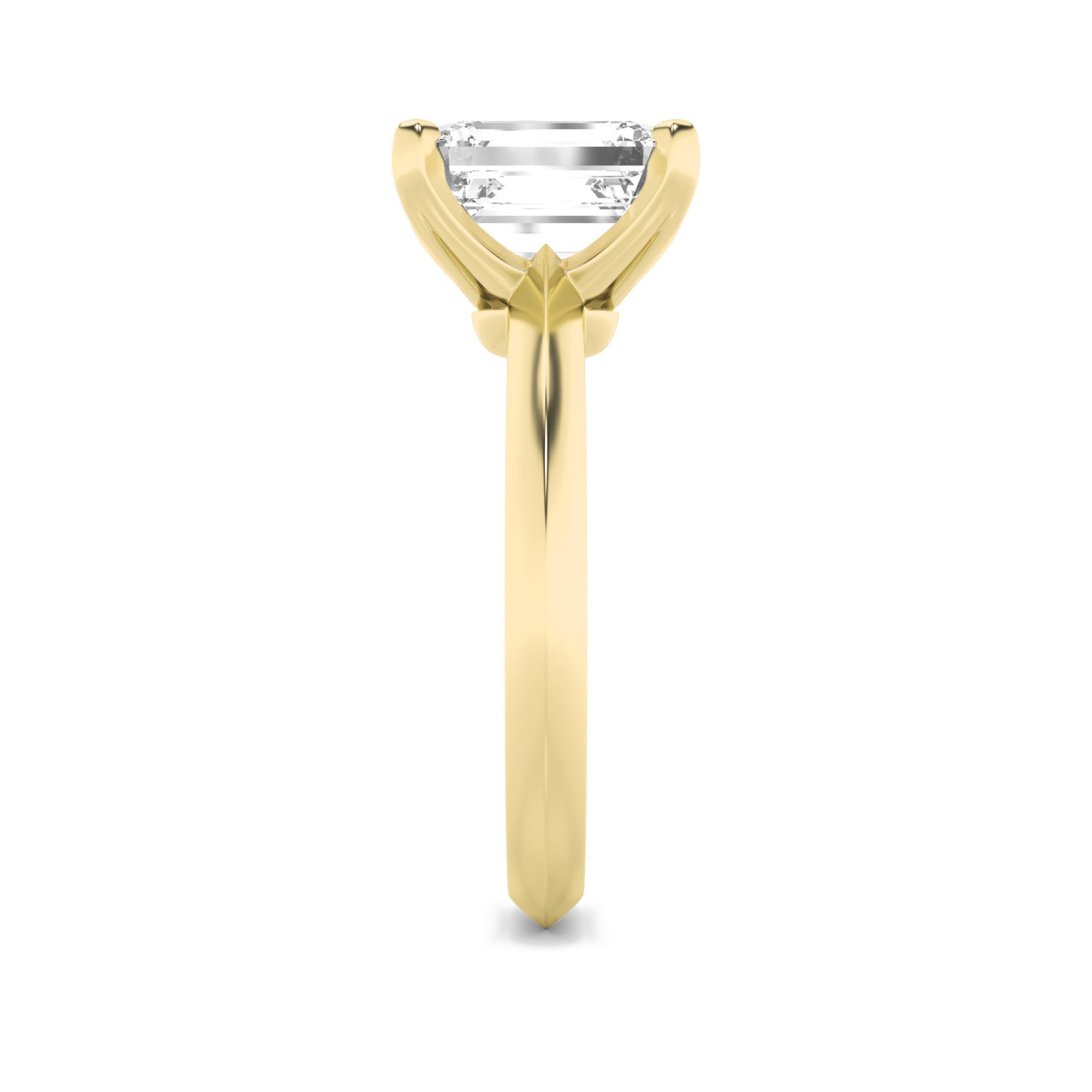 3Cttw Radiant Shaped Lab Grown Diamond (F/VS) Knife Edge Shank Solitaire Engagement Ring in 14K Gold