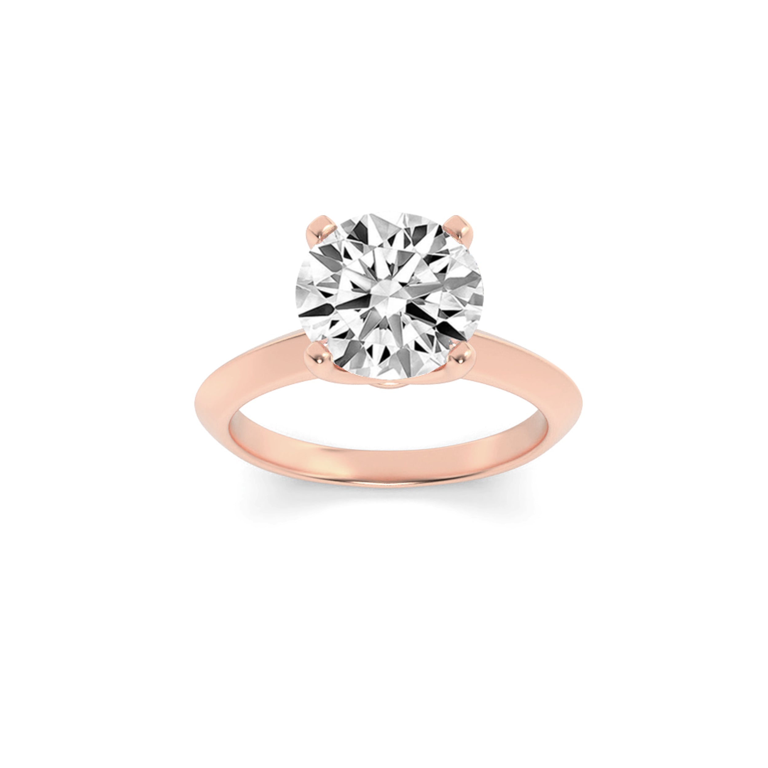 2Cttw Round Shaped Lab Grown Diamond (F/VVS) KnifeEdge Shank Solitaire Engagement Ring in 14K Gold