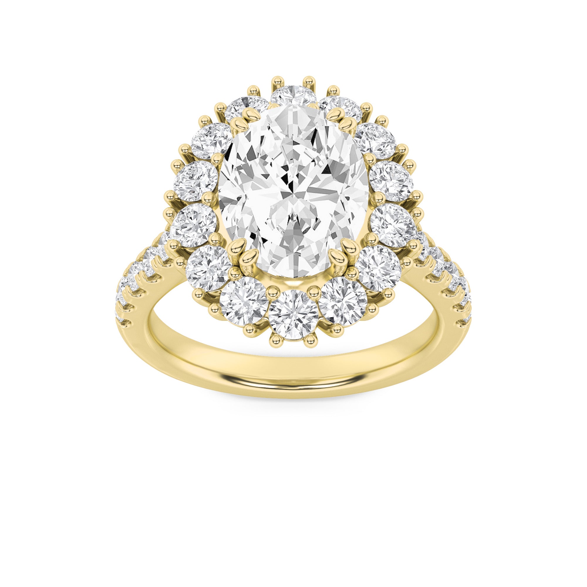 4Cttw Oval Shaped Lab Grown Diamond (F/VS) Bold Classic Engagement Ring in 14K Gold
