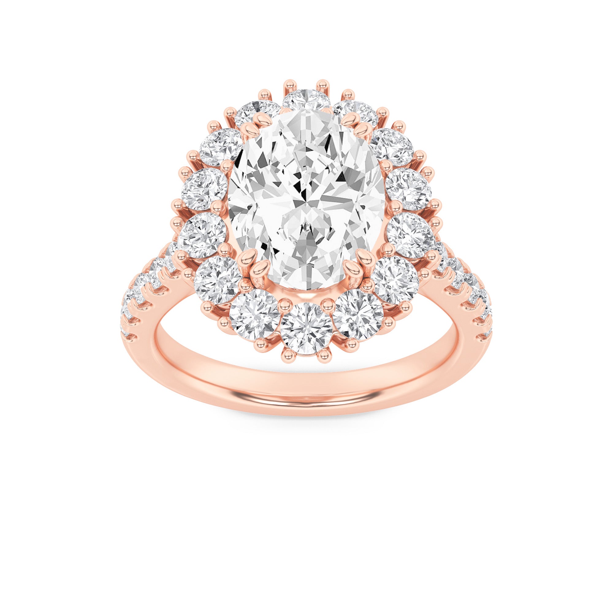 4Cttw Oval Shaped Lab Grown Diamond (F/VS) Bold Classic Engagement Ring in 14K Gold