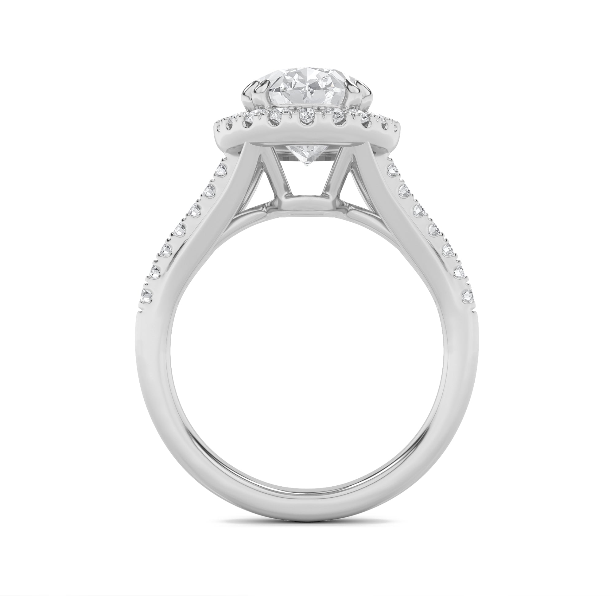 3Cttw Oval Shaped Lab Grown Diamond (F/VS) Halo Accented Engagement Ring in 14K Gold