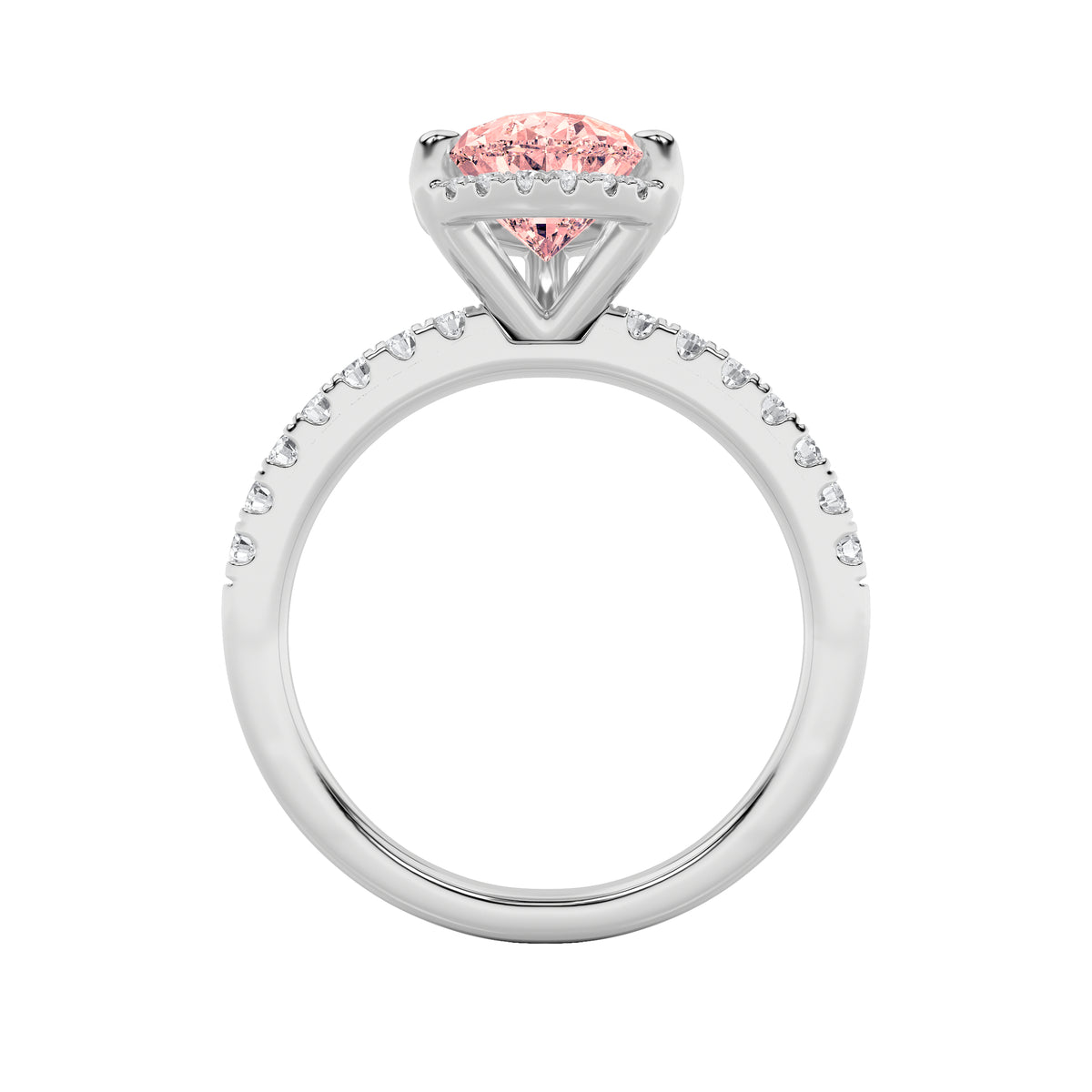 2Cttw Pear Shaped Lab Grown Diamond (F/VS) Halo Accented Engagement Ring in 14K Gold