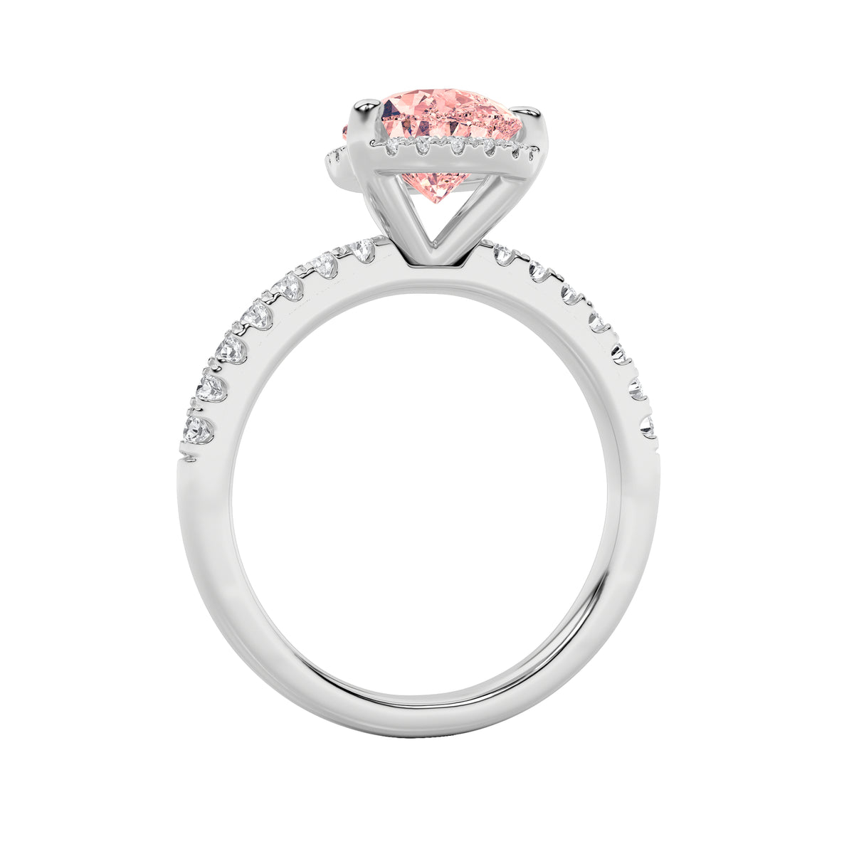 2Cttw Pear Shaped Lab Grown Diamond (F/VS) Halo Accented Engagement Ring in 14K Gold
