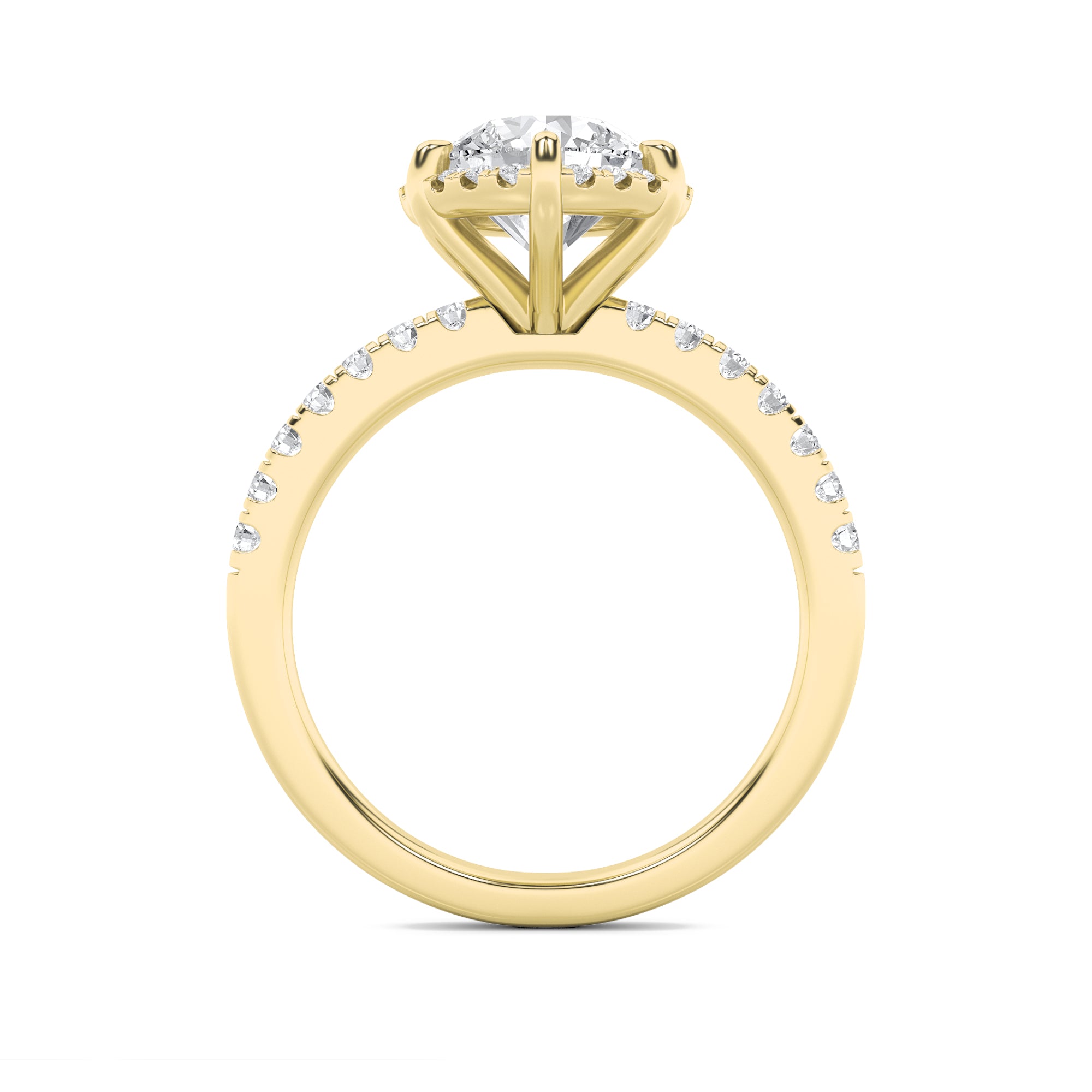 2Cttw Round Shaped Lab Grown Diamond (F/VS) Halo Accented Engagement Ring in 14K Gold