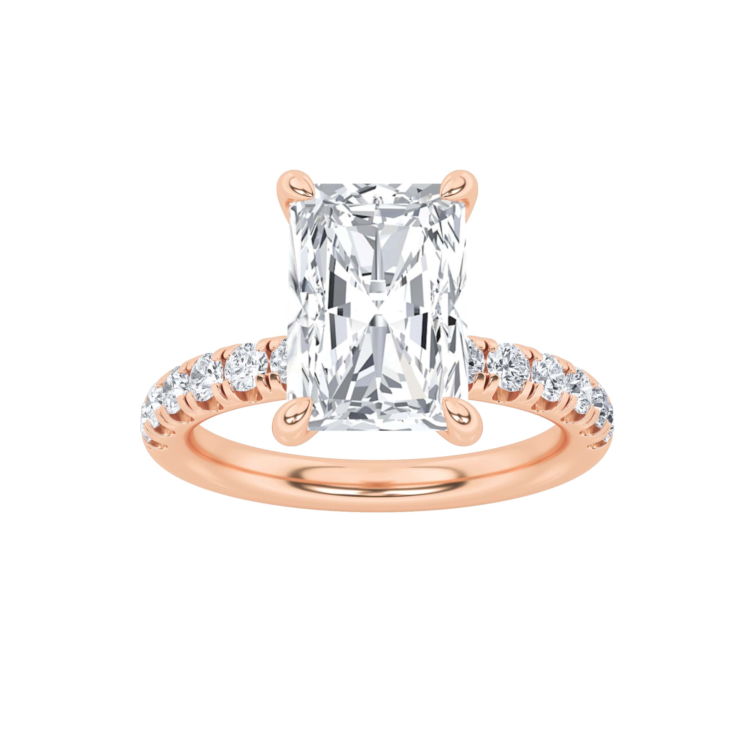 2Cttw Radiant Shaped Lab Grown Diamond (F/VS) Hidden Halo Accented Ring in 14K Gold