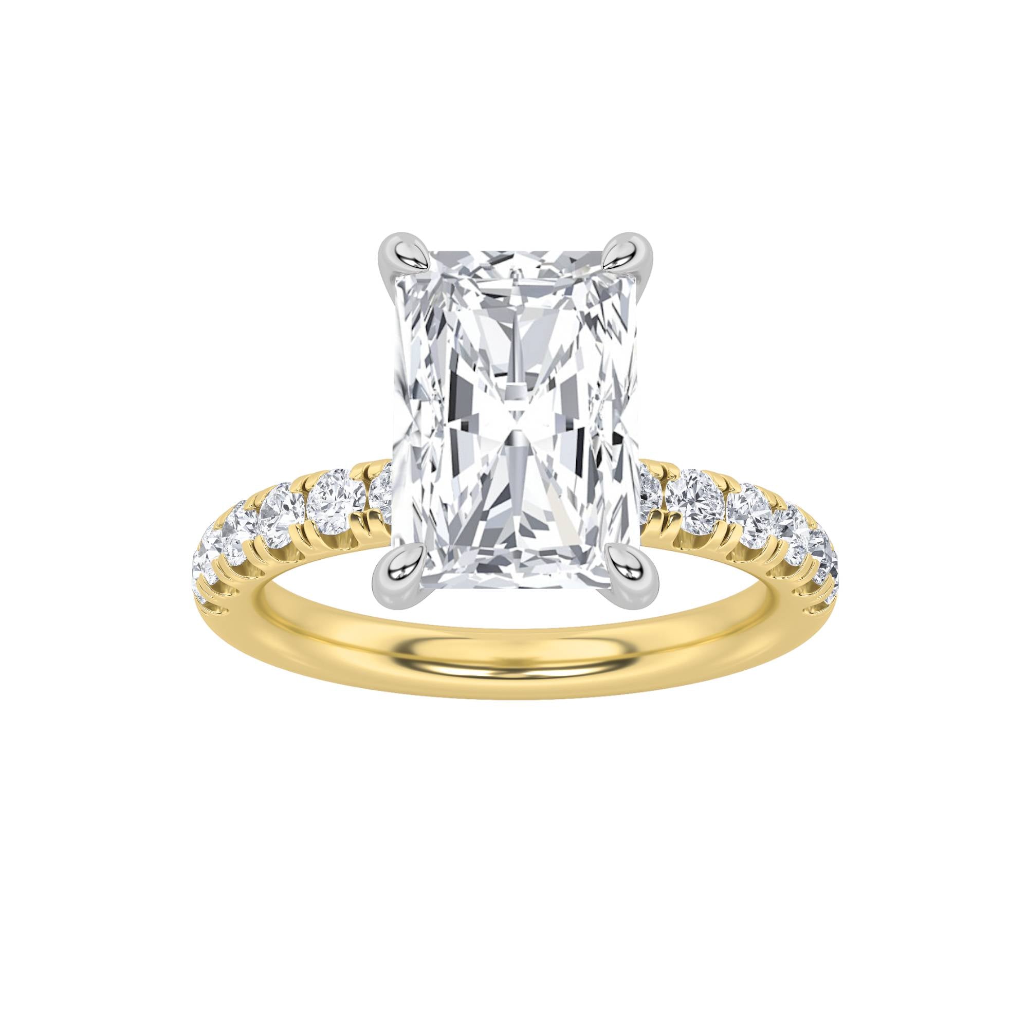 2Cttw Radiant Shaped Lab Grown Diamond (F/VVS) Hidden Halo Accented Ring in 14K Gold
