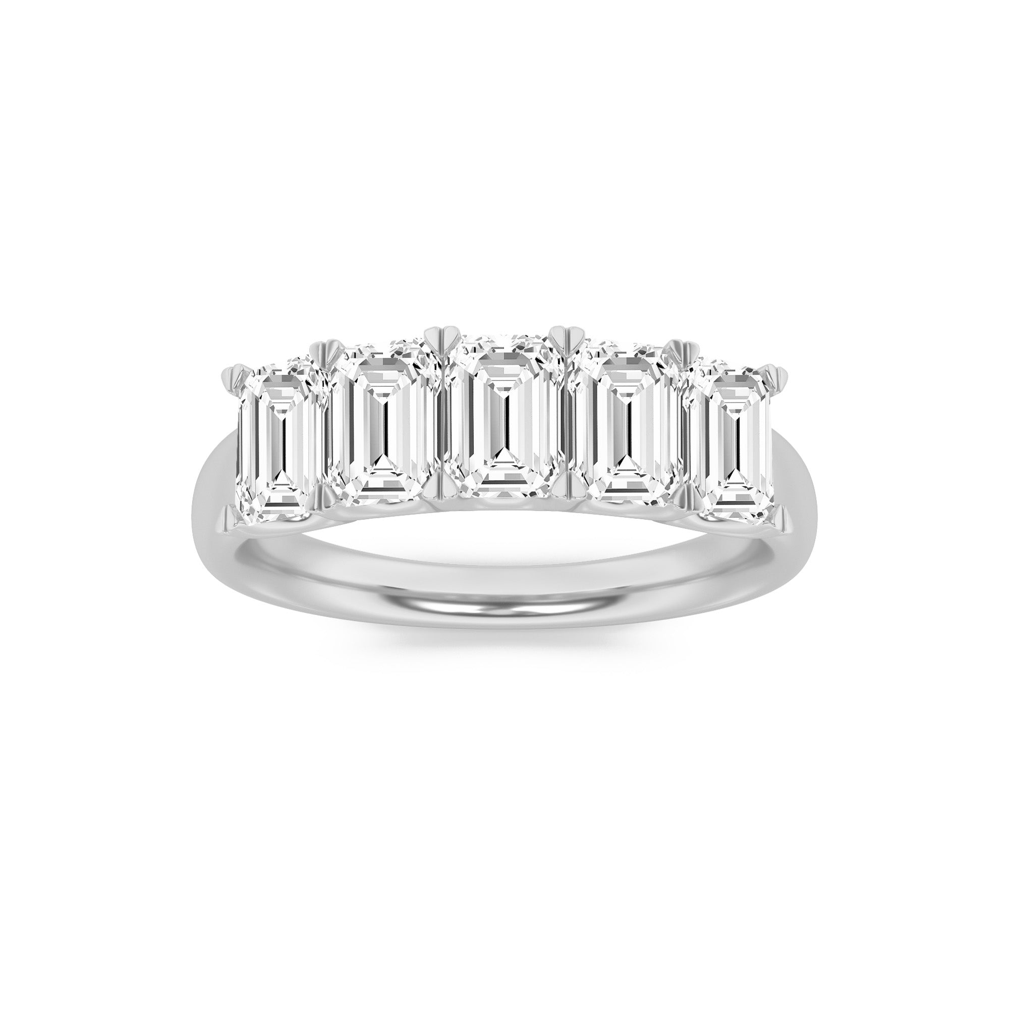 2Cttw Emerald Shaped Lab Grown Diamond (F/VS) FiveStone Band Ring in 14K Gold
