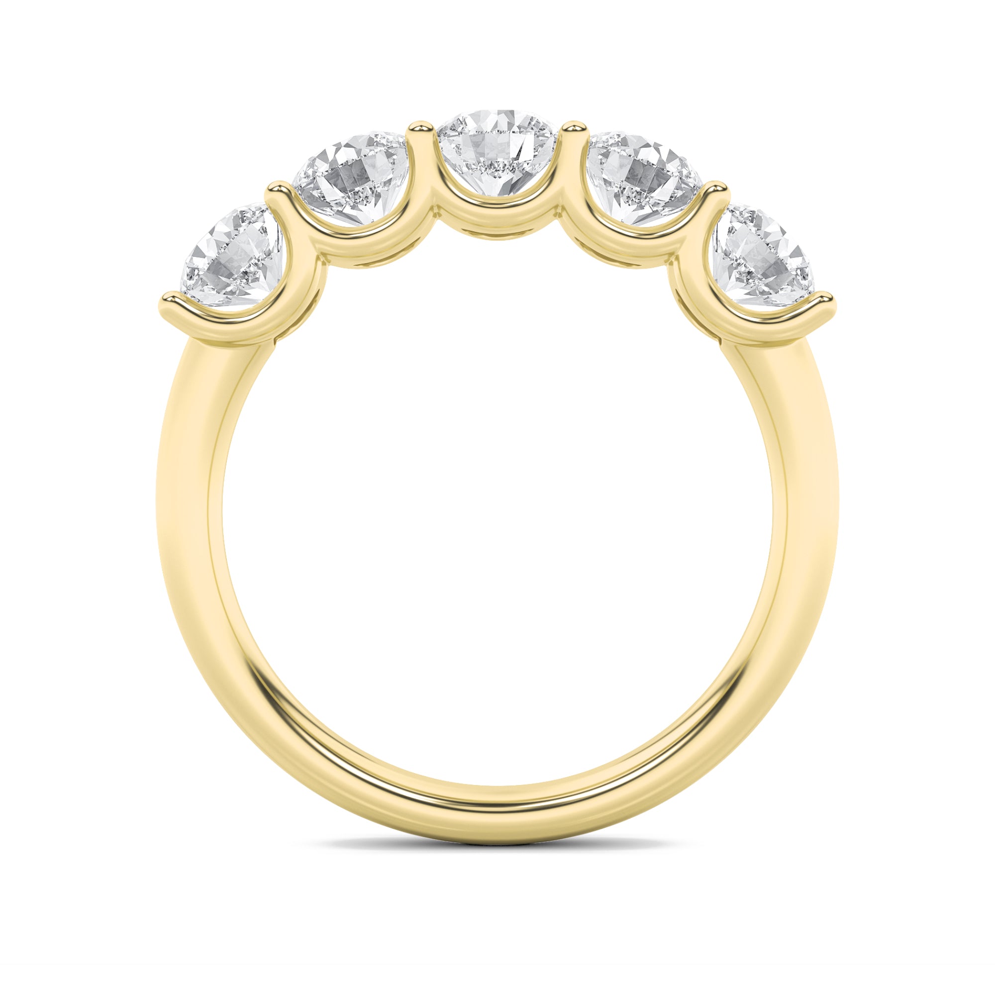 2Cttw Round Shaped Lab Grown Diamond (F/VS) Five Stone Band Ring in 14K Gold