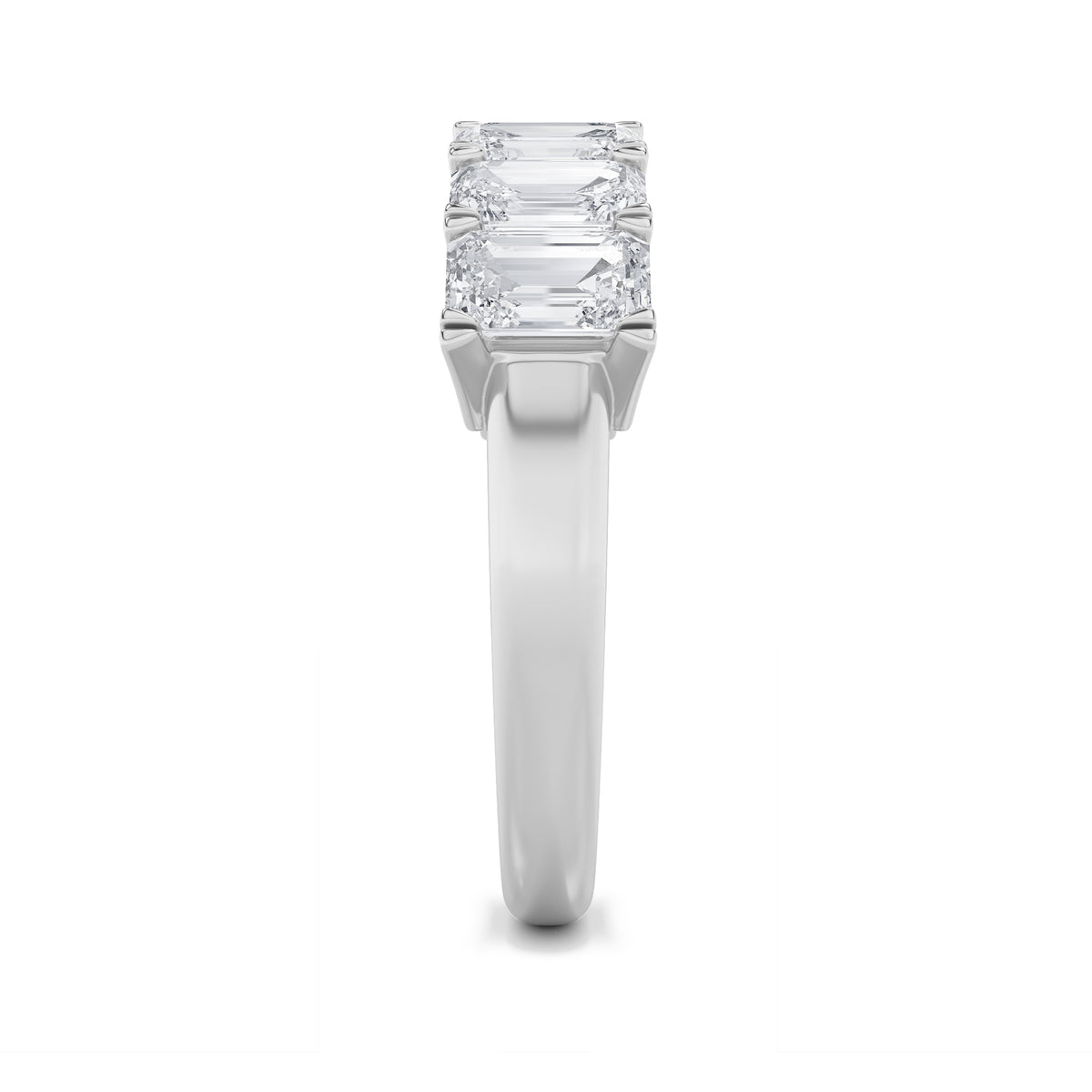 3Cttw Emerald Shaped Lab Grown Diamond (F/VS) Seven Stone Band Ring in 14K Gold