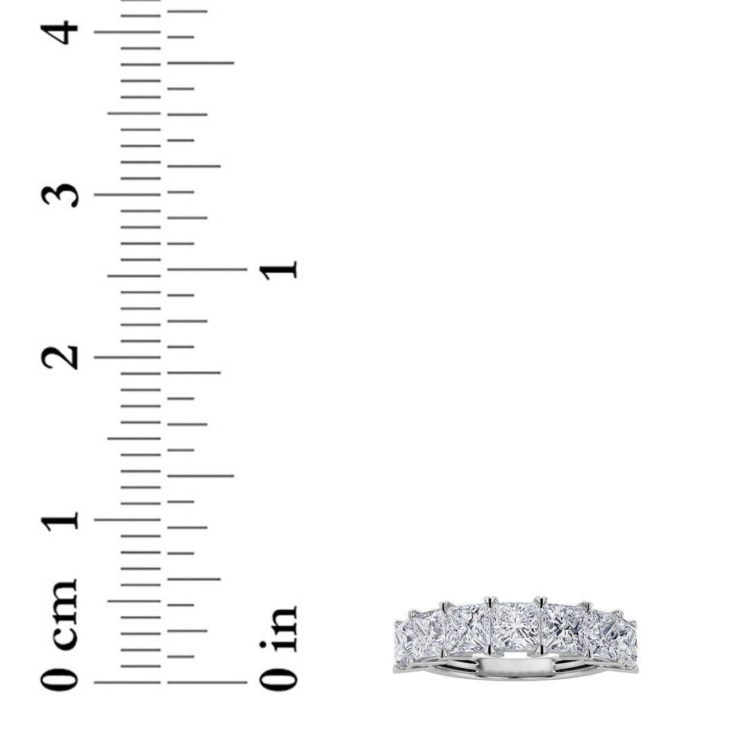2Cttw Princess Shaped Lab Grown Diamond (F/VS) Seven Stone Band Ring in 14K Gold