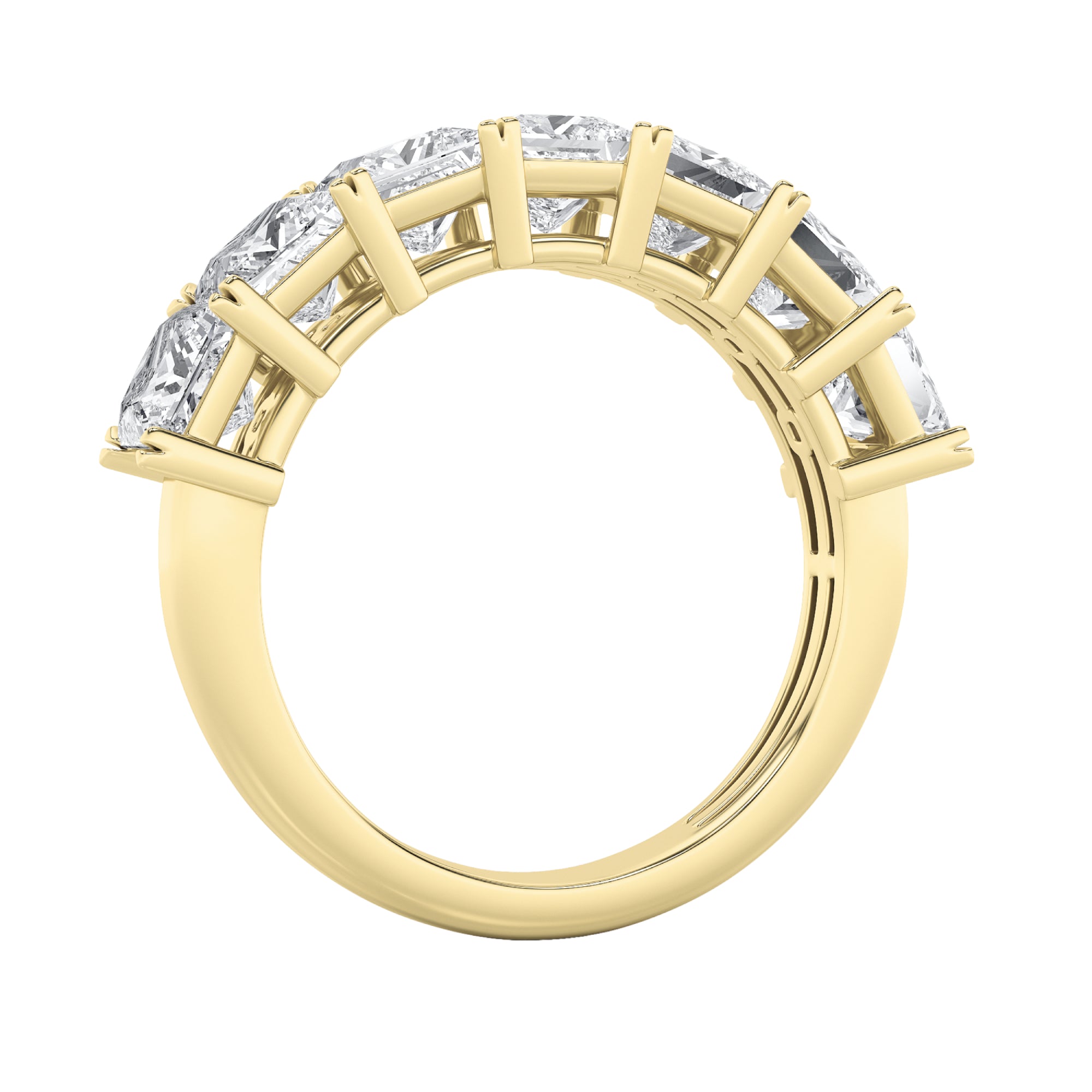 2Cttw Princess Shaped Lab Grown Diamond (F/VS) Seven Stone Band Ring in 14K Gold