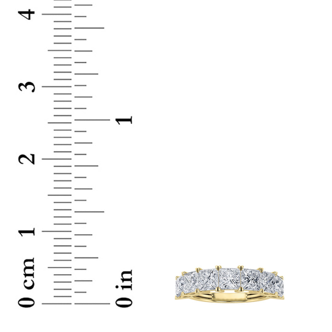 2Cttw Princess Shaped Lab Grown Diamond (F/VS) Seven Stone Band Ring in 14K Gold