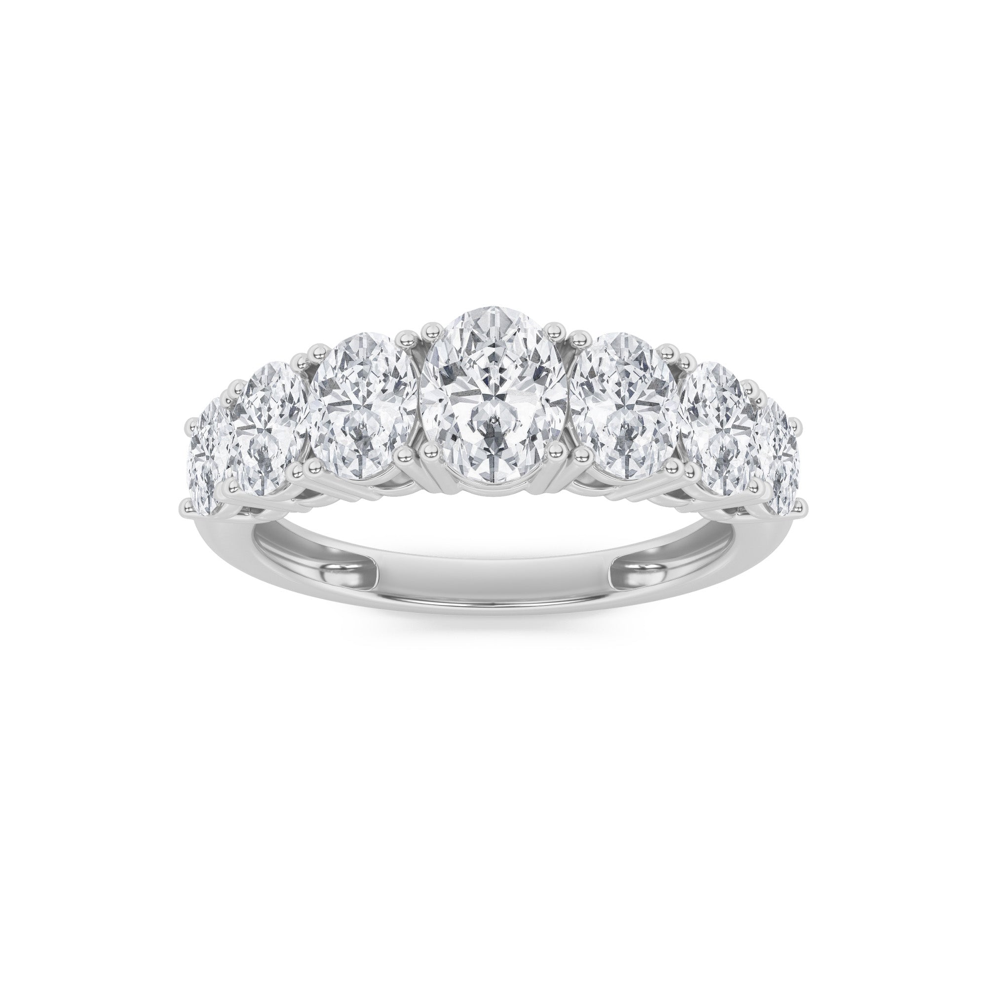 2Cttw Oval Shaped Lab Grown Diamond (F/VS) Seven Stone Band Ring in 14K Gold