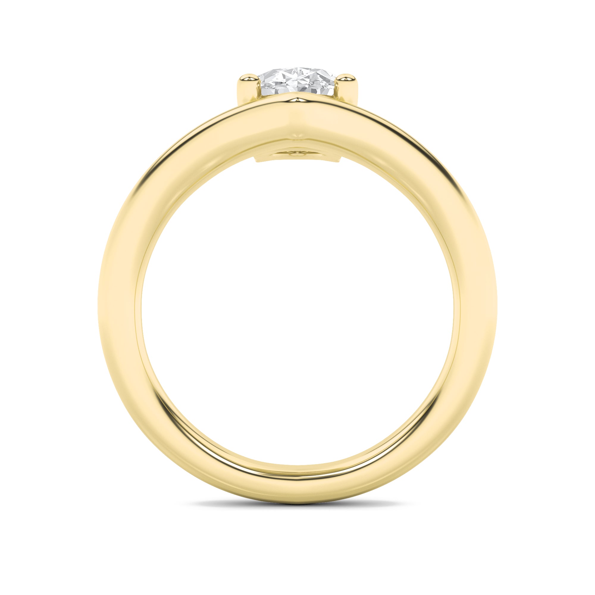 1.5Cttw Oval Shaped Lab Grown Diamond (G/VS) Chevron Solitaire Engagement Ring in 14K Gold