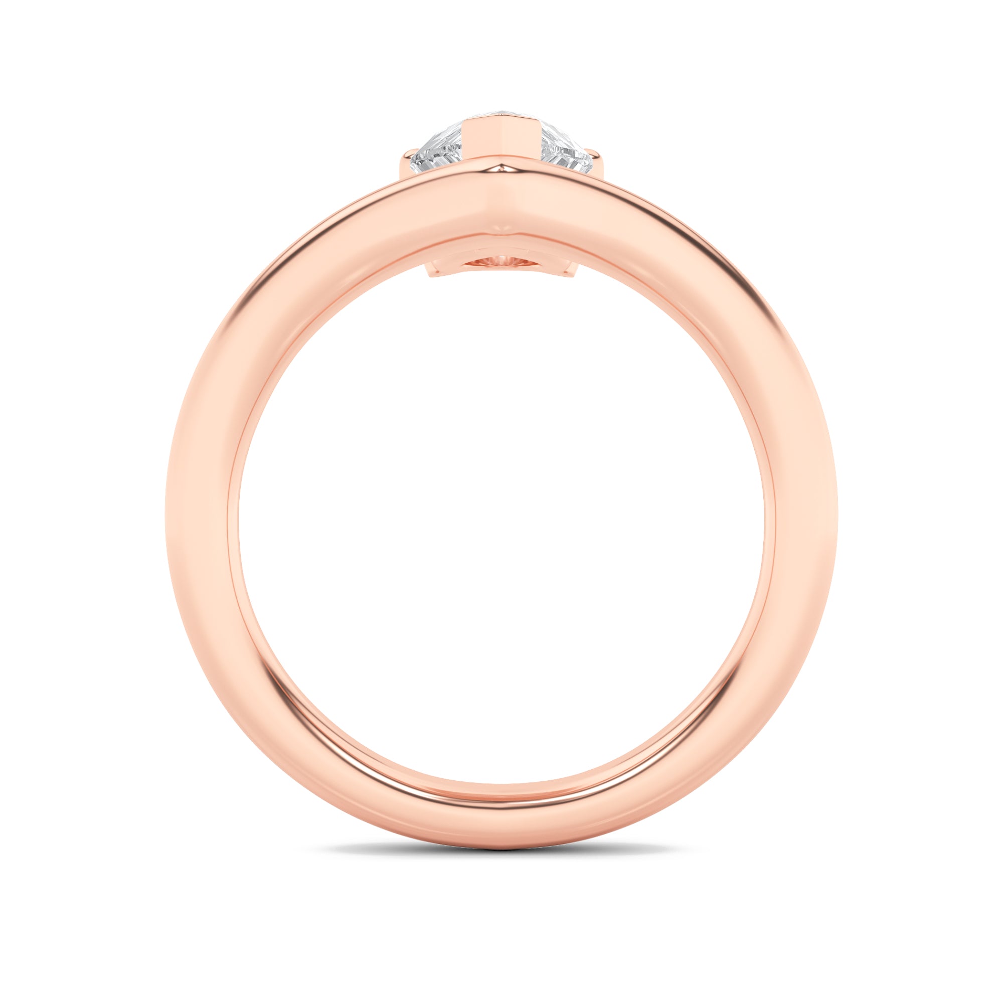 1.5Cttw Pear Shaped Lab Grown Diamond (F/VS) Chevron Solitaire Engagement Ring in 14K Gold