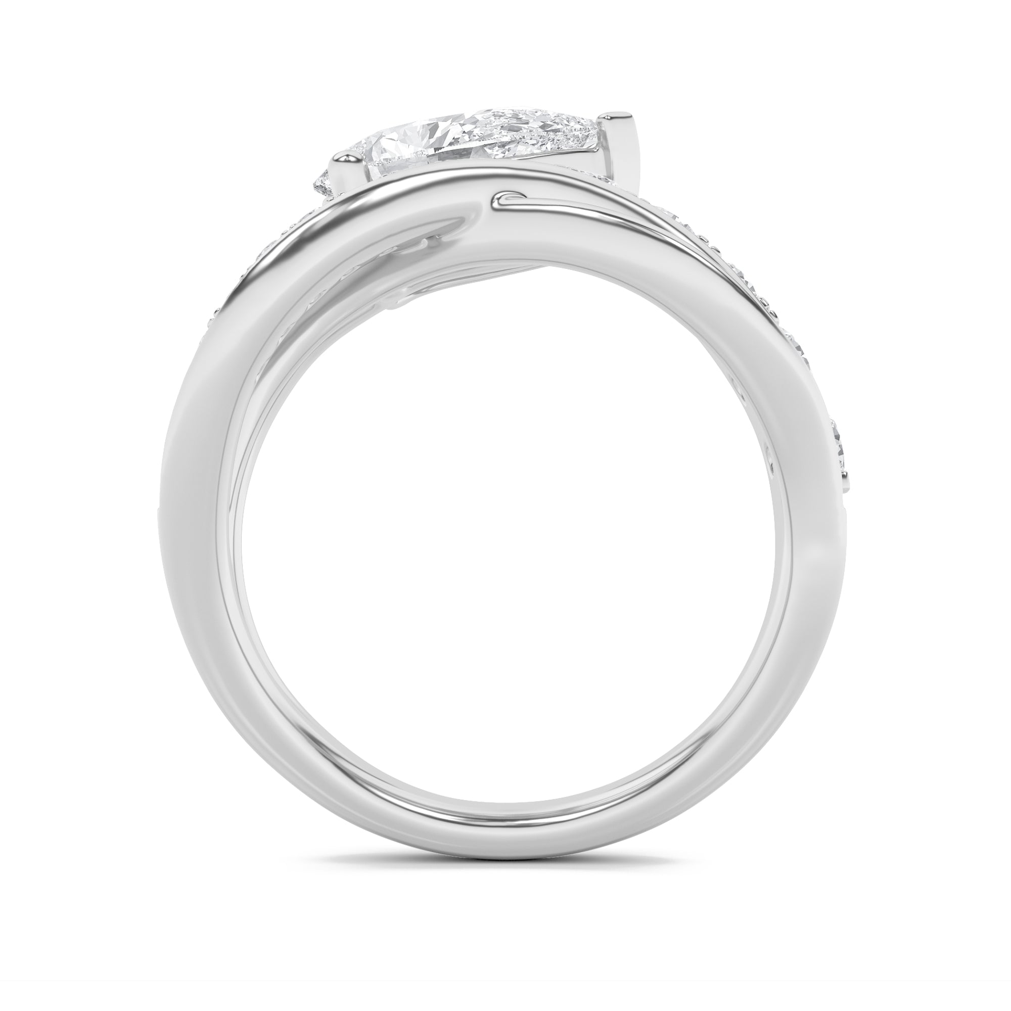 2Cttw Pear Shaped Lab Grown Diamond (F/VS) FashionAccentedEngagement Ring in 14K Gold