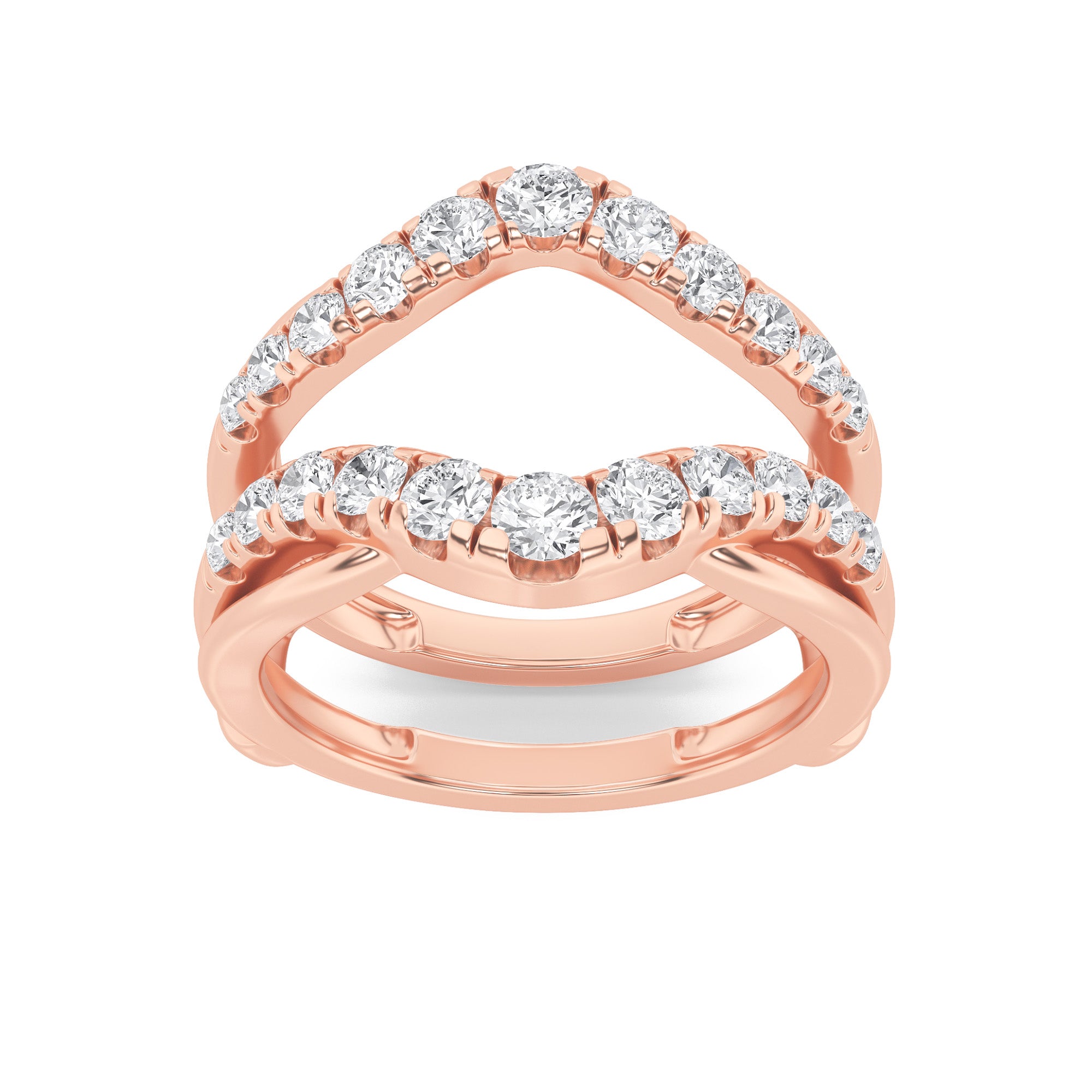 3Cttw Round Shaped Lab Grown Diamond (F/VS) InsertJacket Ring in 14K Gold