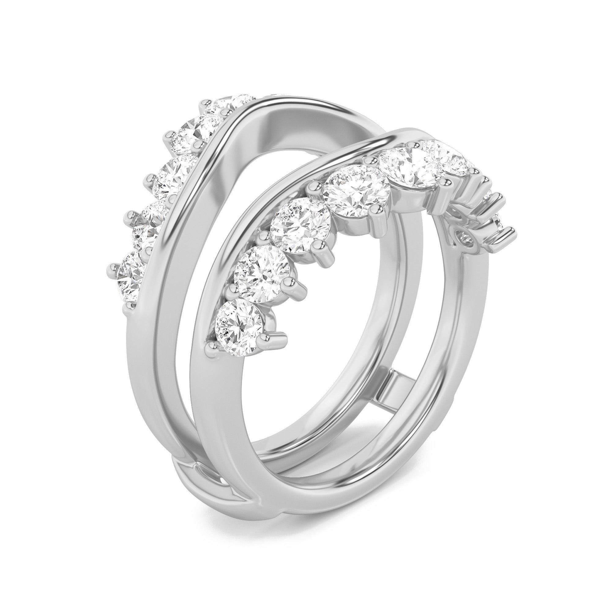 2Cttw Round Shaped Lab Grown Diamond (F/VS) InsertJacket Ring in 14K Gold