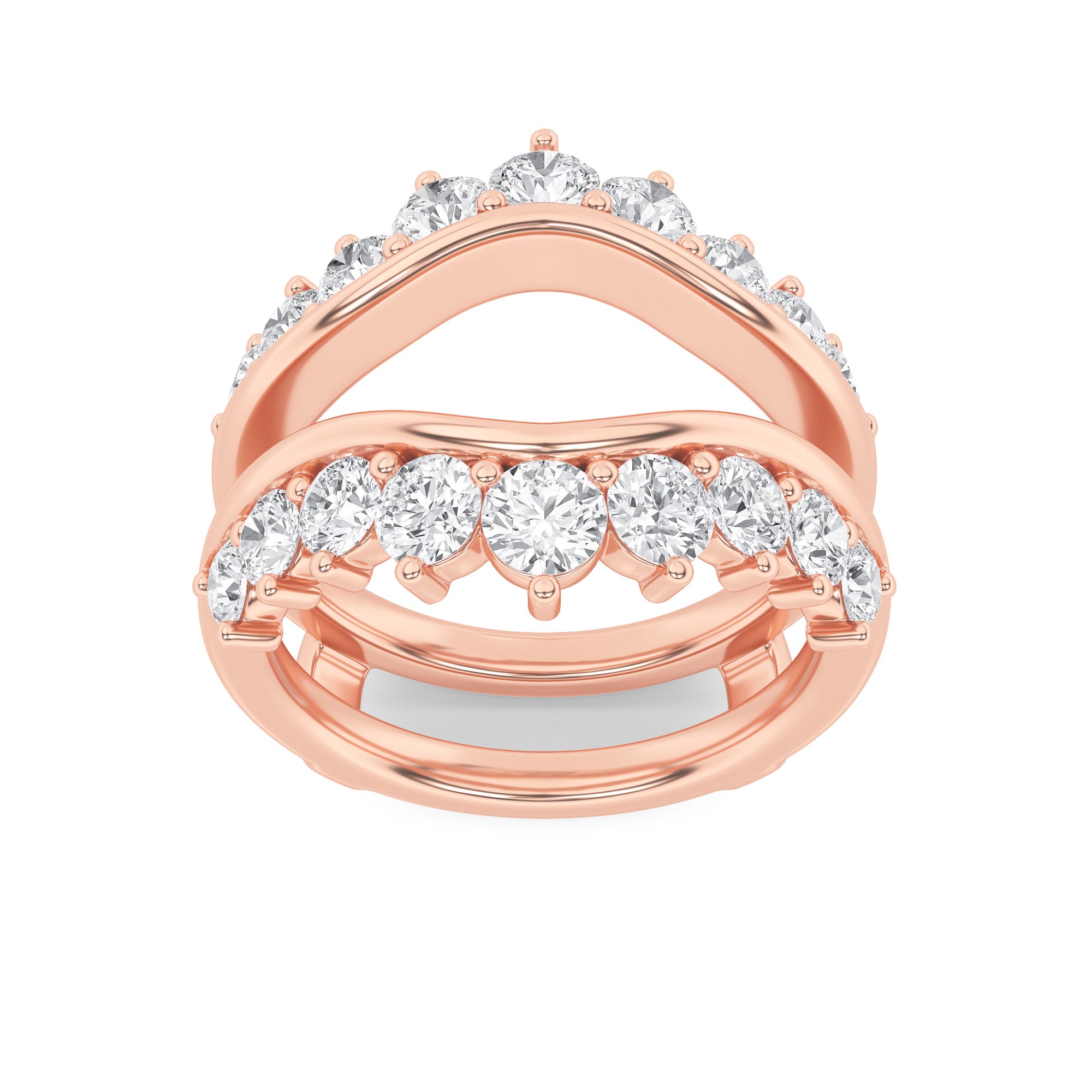 2Cttw Round Shaped Lab Grown Diamond (F/VS) InsertJacket Ring in 14K Gold