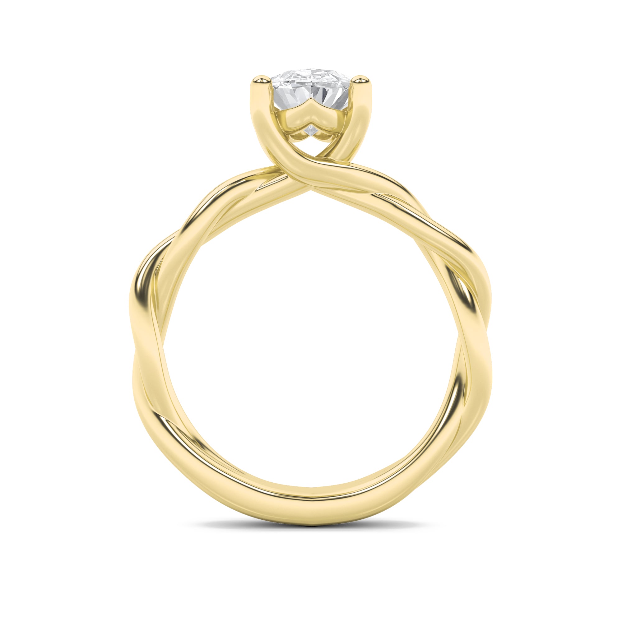 2.5Cttw Oval Shaped Lab Grown Diamond (F/VS) Twisted Shank Solitaire Engagement Ring in 14K Gold