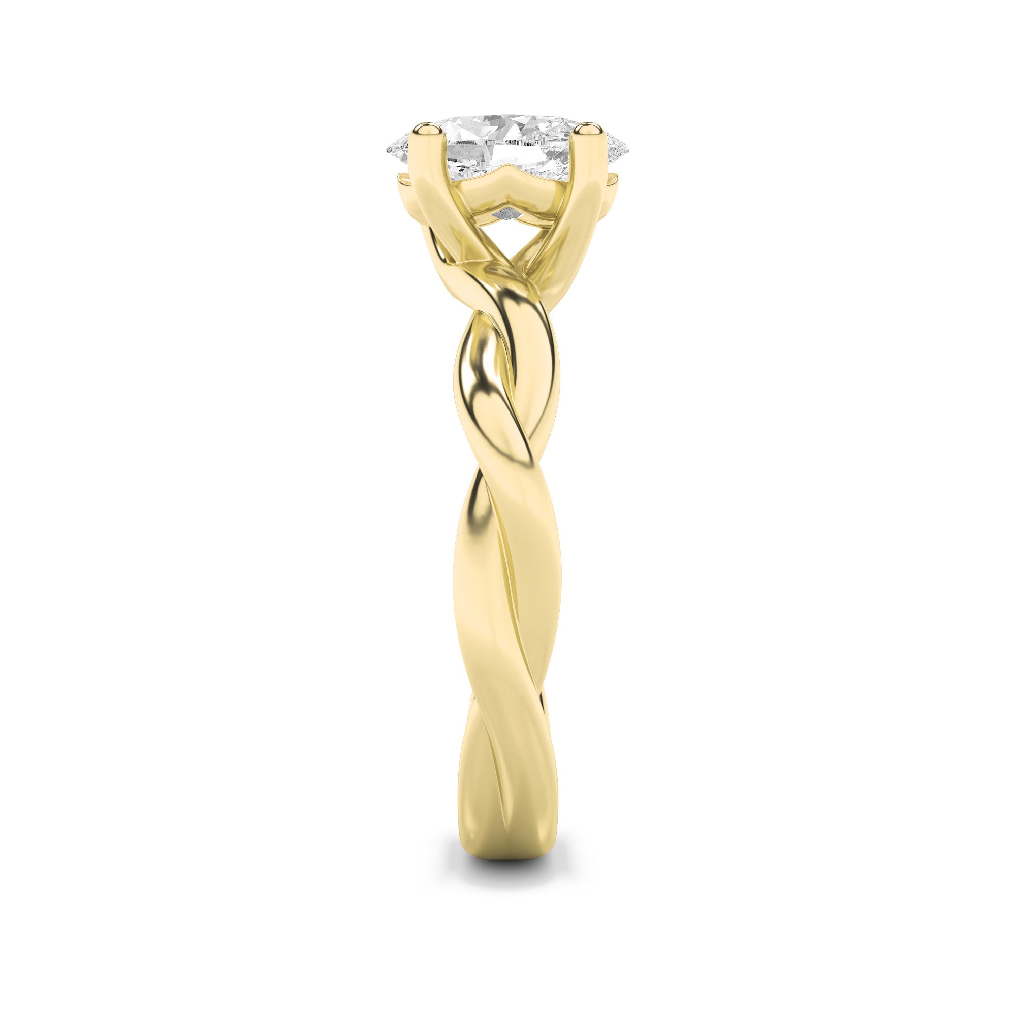 2.5Cttw Oval Shaped Lab Grown Diamond (F/VS) Twisted Shank Solitaire Engagement Ring in 14K Gold