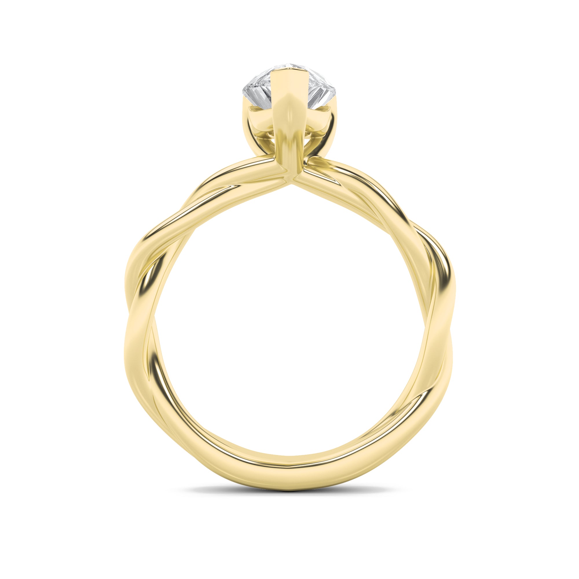 2Cttw Pear Shaped Lab Grown Diamond (F/VS) TwistedShank Solitaire Engagement Ring in 14K Gold