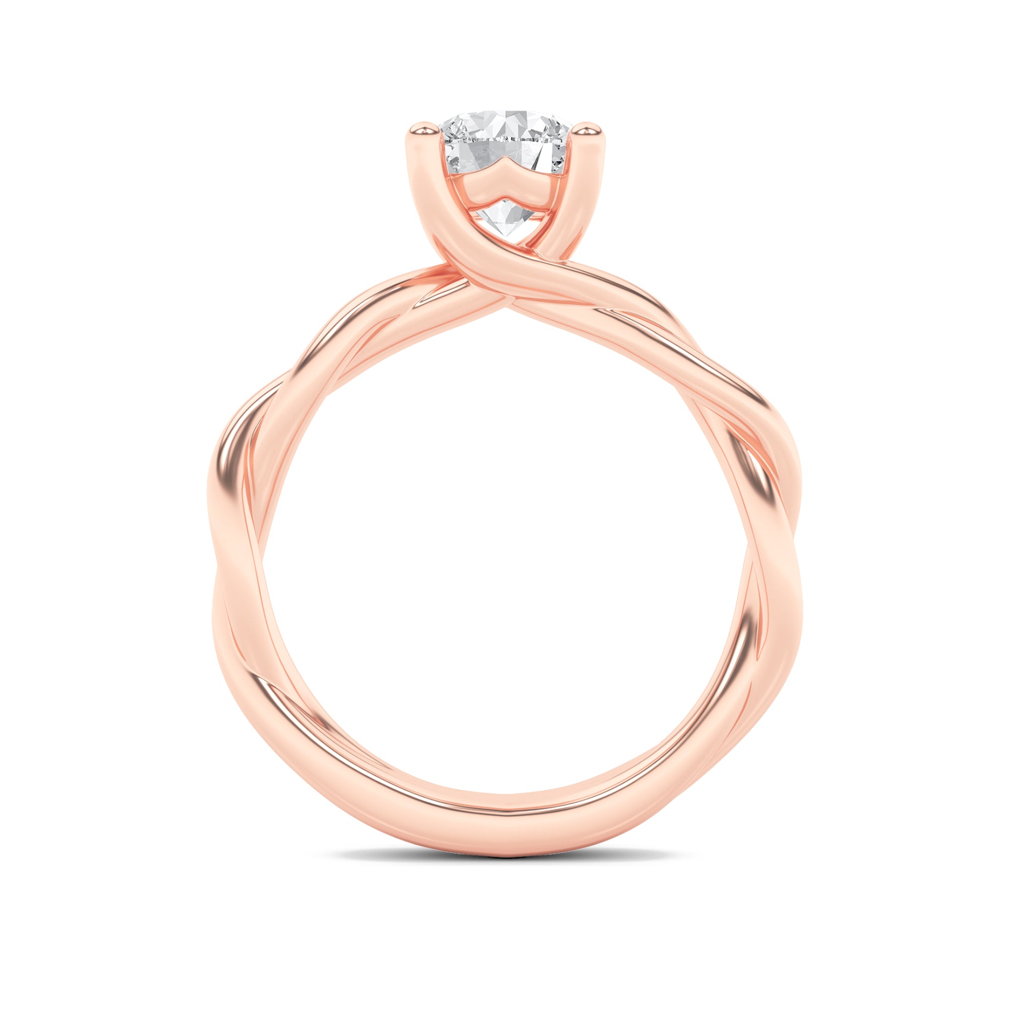 1.5Cttw Round Shaped Lab Grown Diamond (F/VS) Twisted Shank Solitaire Engagement Ring in 14K Gold