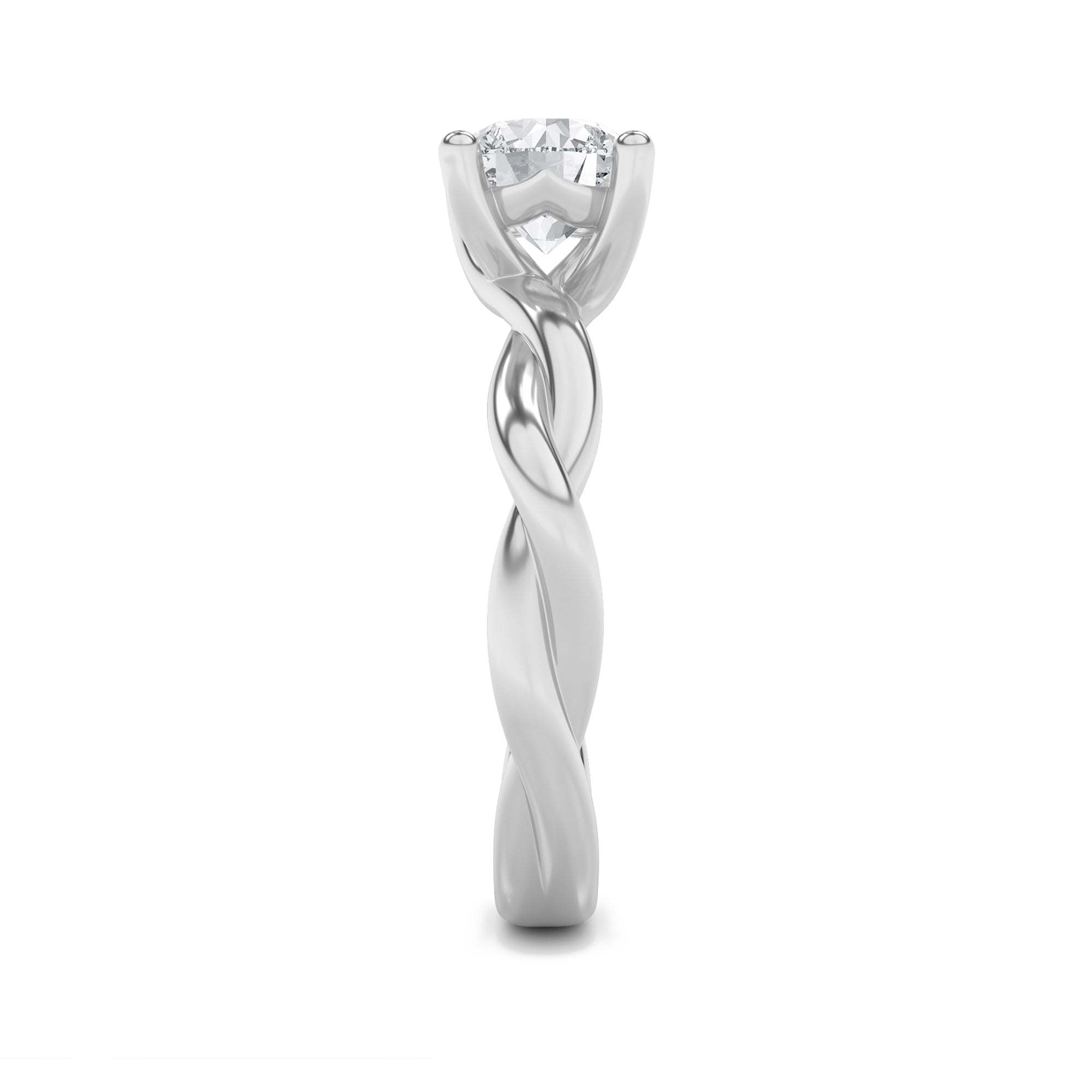 2.5Cttw Round Shaped Lab Grown Diamond (F/VS) Twisted Shank Solitaire Engagement Ring in 14K Gold