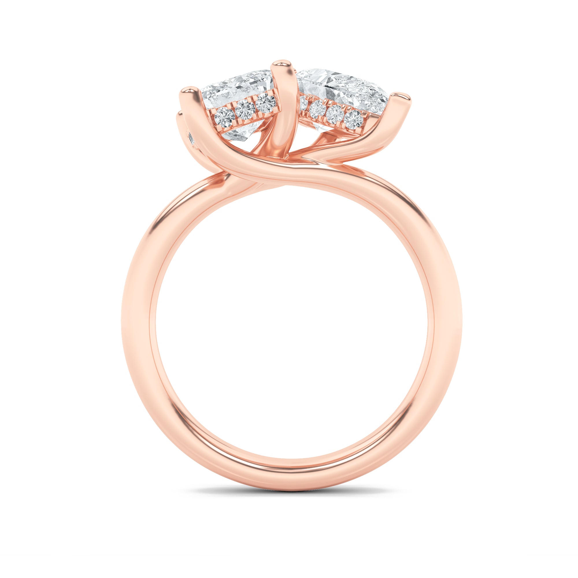 3Cttw Emerald Shaped Lab Grown Diamond (F/VS) Toiet Moi Engagement Ring in 14K Gold