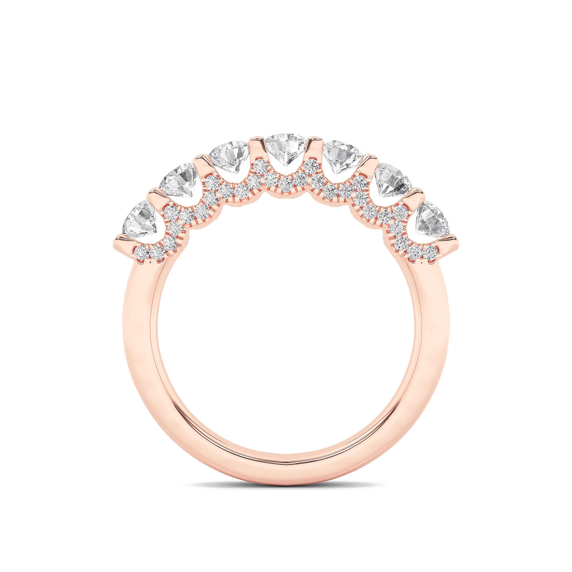 1Cttw Round Shaped Lab Grown Diamond (F/VS) Accented Double Halo Set of Band and Ring in 14K Gold