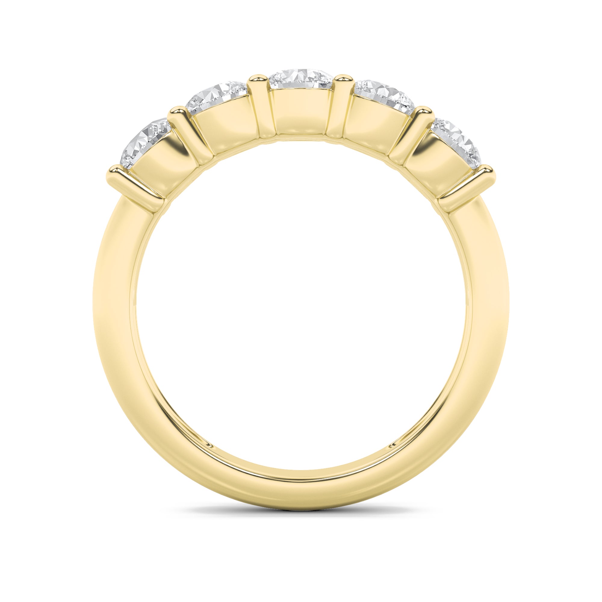 1.5Cttw Round Shaped Lab Grown Diamond (F/VS) FiveStone Band Ring in 14K Gold