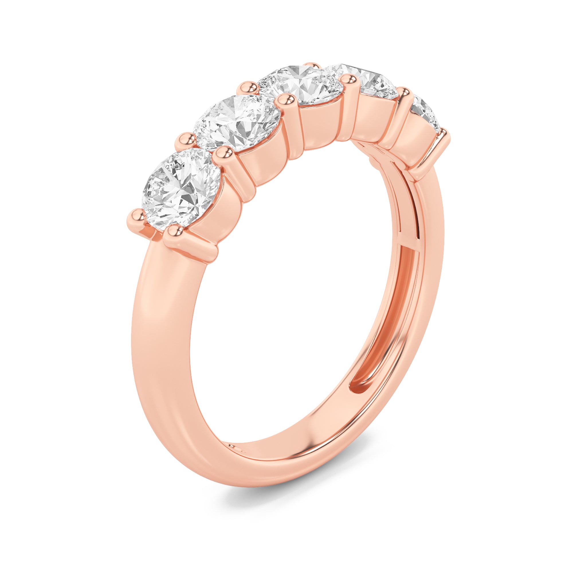 1.5Cttw Round Shaped Lab Grown Diamond (F/VS) FiveStone Band Ring in 14K Gold