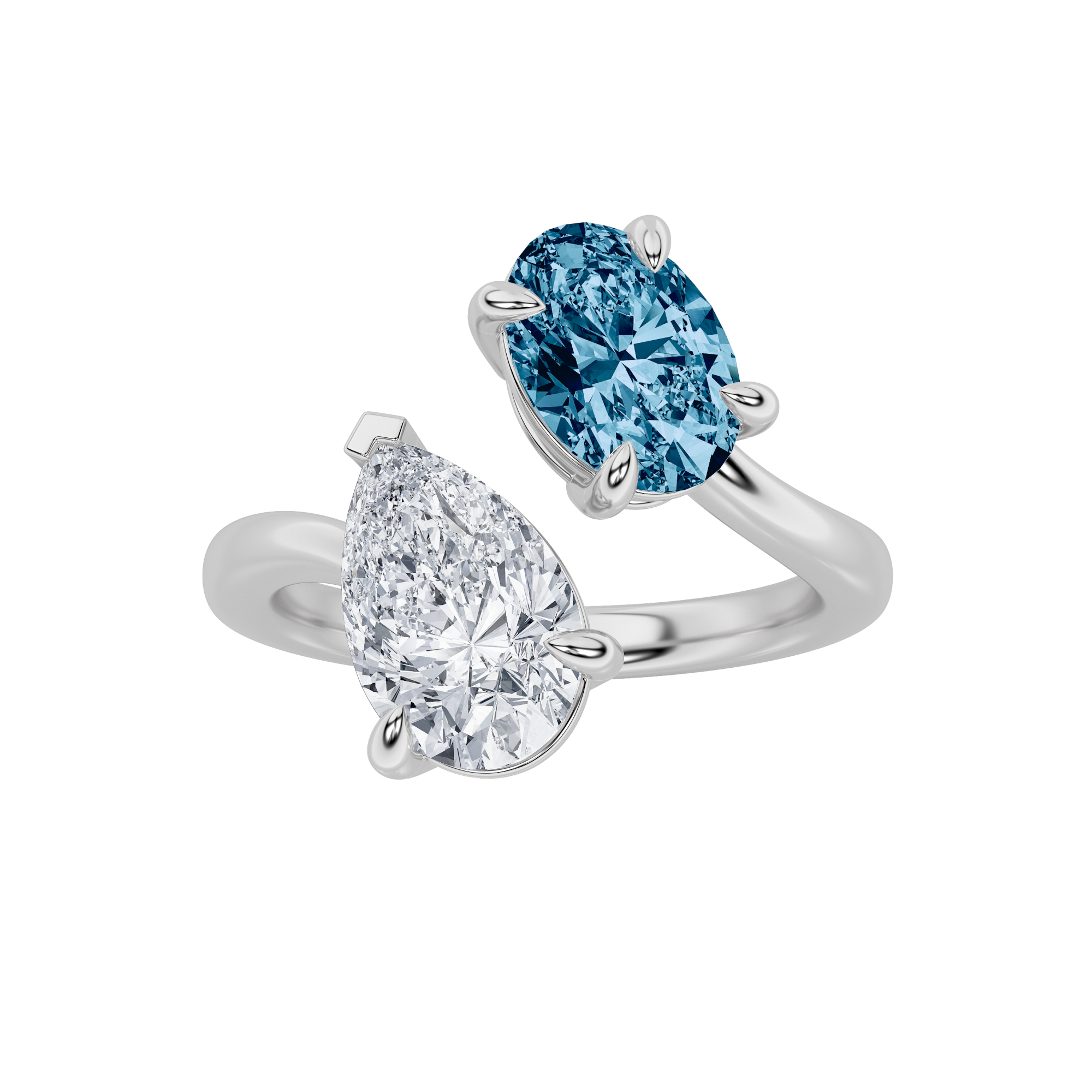 3Cttw Oval Shaped Lab Grown Diamond (F/VS) Toi etMoi Fashiion Ring in 14K Gold