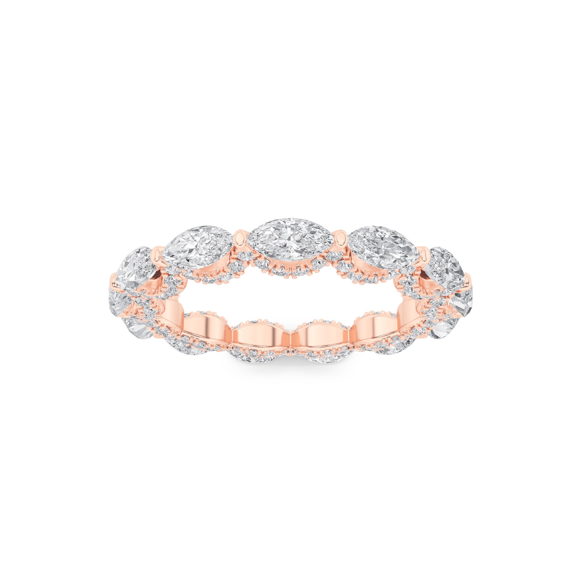 2.5Cttw Marquise Shaped Lab Grown Diamond (F/VS) Eternity Band Ring in 14K Gold