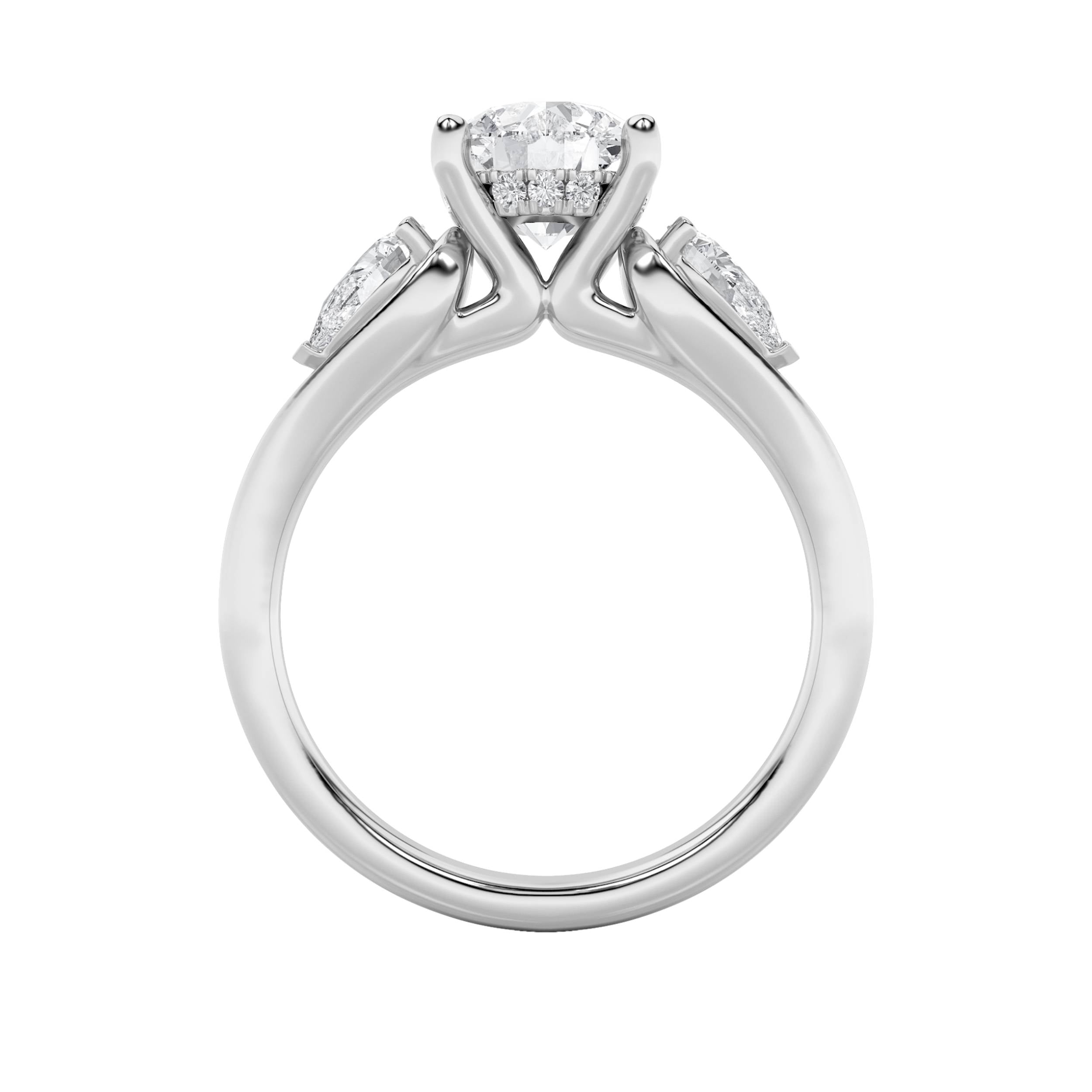 2Cttw Round Shaped Lab Grown Diamond (F/VS) Accented Three Stone Ring in 14K Gold