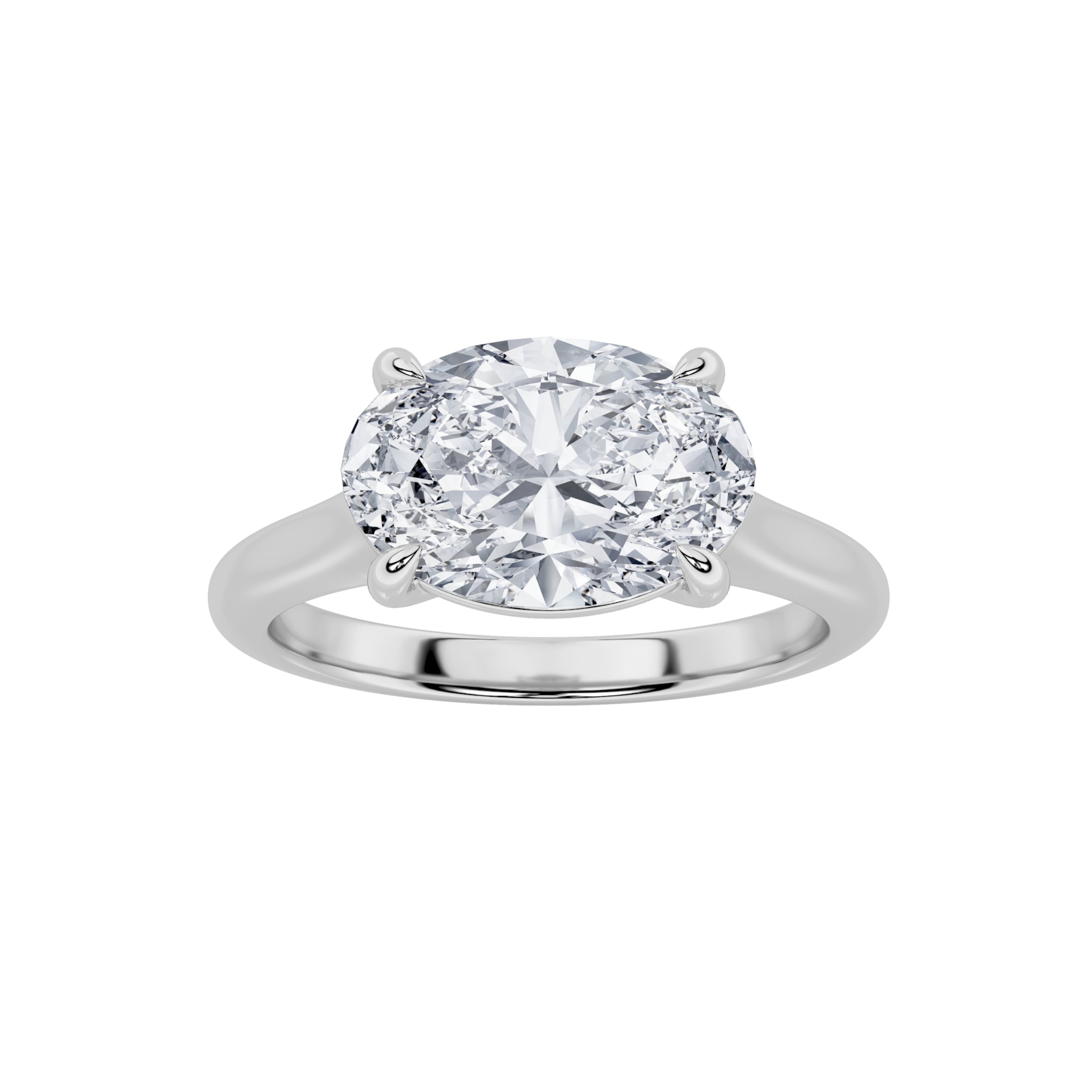 2Cttw Oval Shaped Lab Grown Diamond (F/VS) East West Accented Ring in 14K Gold