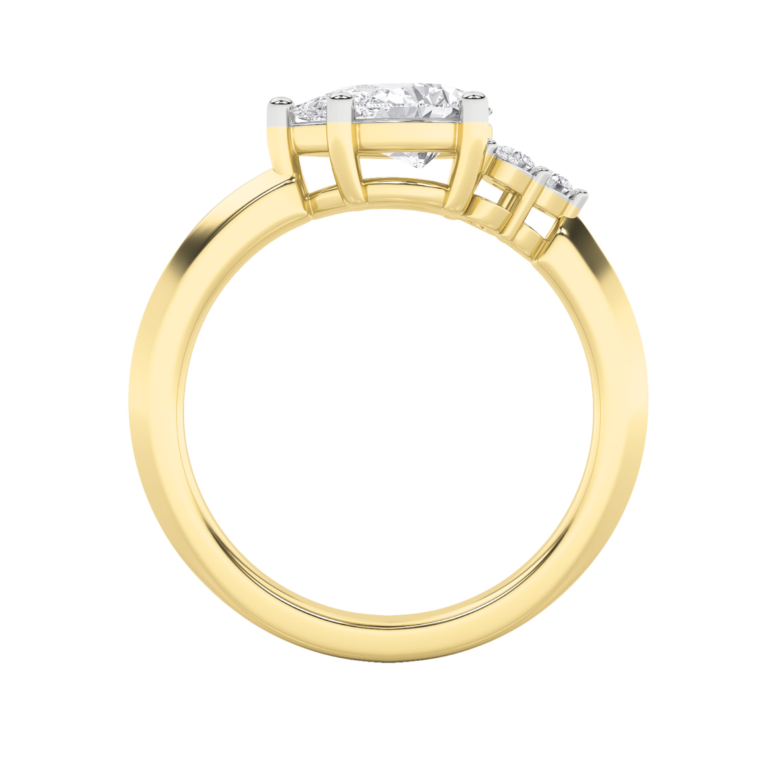 1Cttw Pear Shaped Lab Grown Diamond (F/VS) East West Fashion Ring in 14K Gold