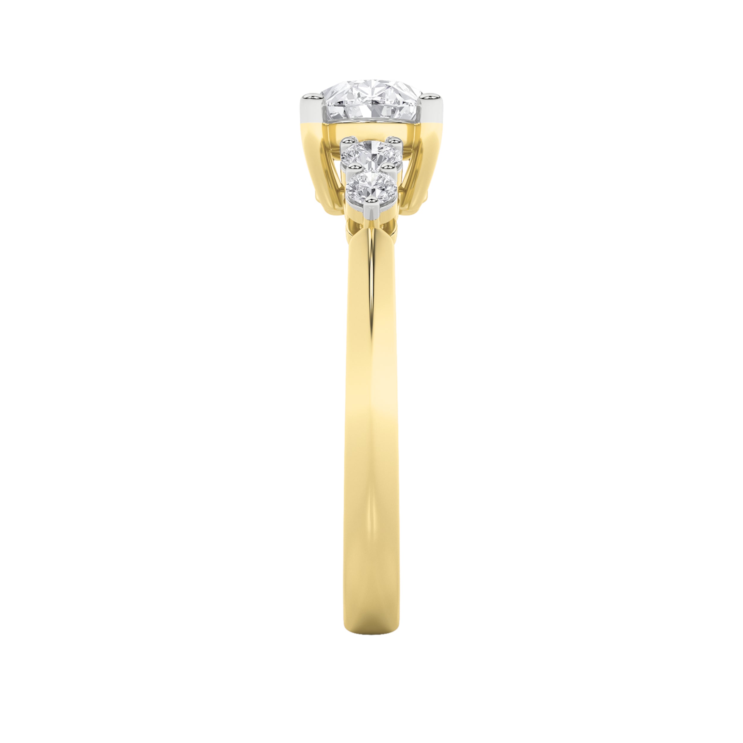 1.5Cttw Oval Shaped Lab Grown Diamond (F/VS) EastWest Five Stone Ring in 14K Gold