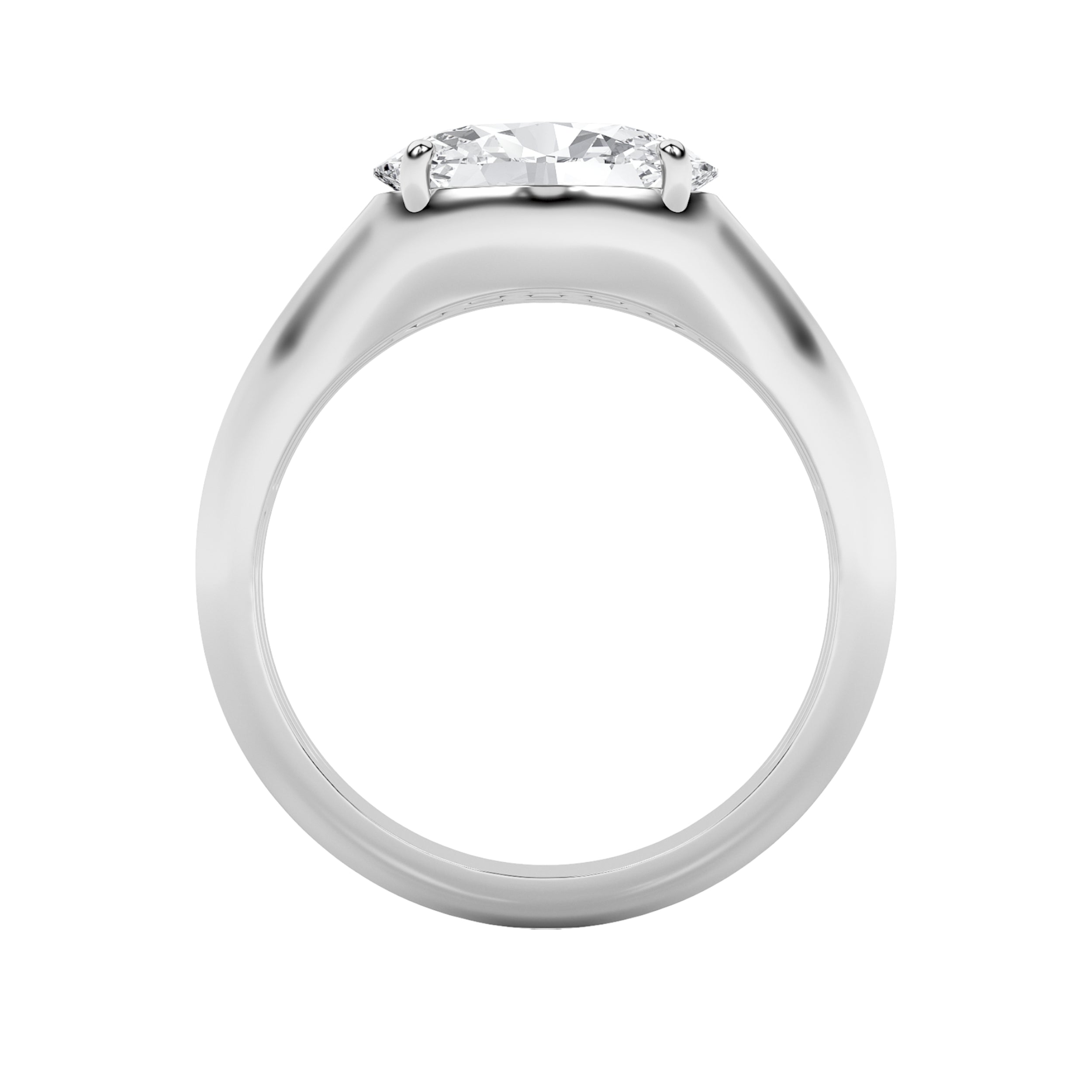 2Cttw Oval Shaped Lab Grown Diamond (F/VS) East West Solitaire Ring in 14K Gold