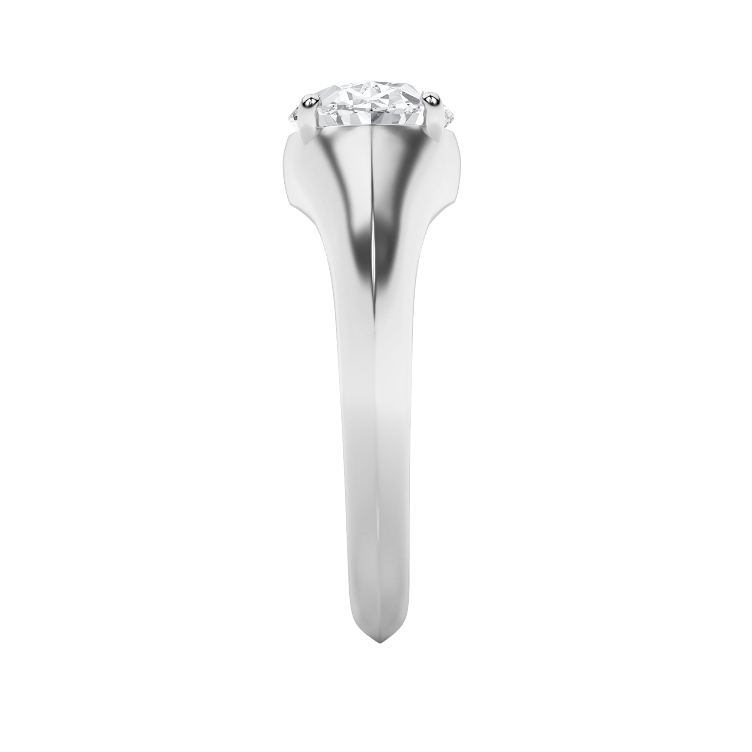 2Cttw Oval Shaped Lab Grown Diamond (F/VS) East West Solitaire Ring in 14K Gold