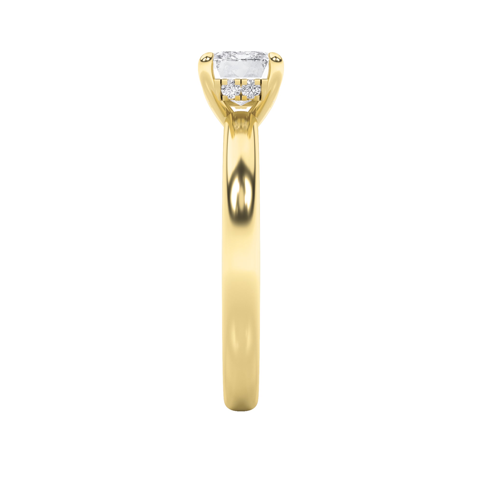 1.5Cttw Emerald Shaped Lab Grown Diamond (F/VS) East West Solitaire Ring in 14K Gold