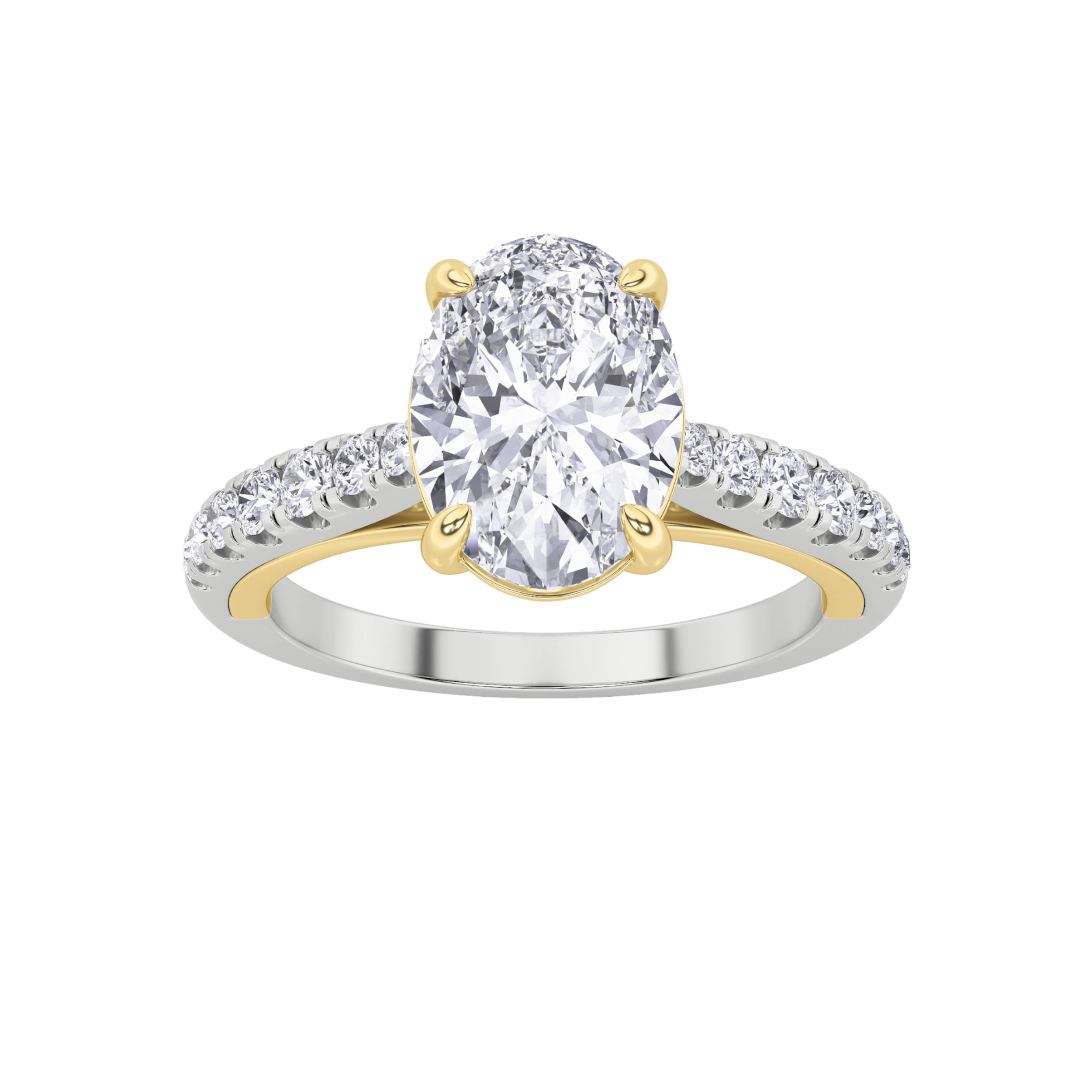 2Cttw Oval Shaped Lab Grown Diamond (F/VS) Solitaire Engagement Ring in 14K Gold