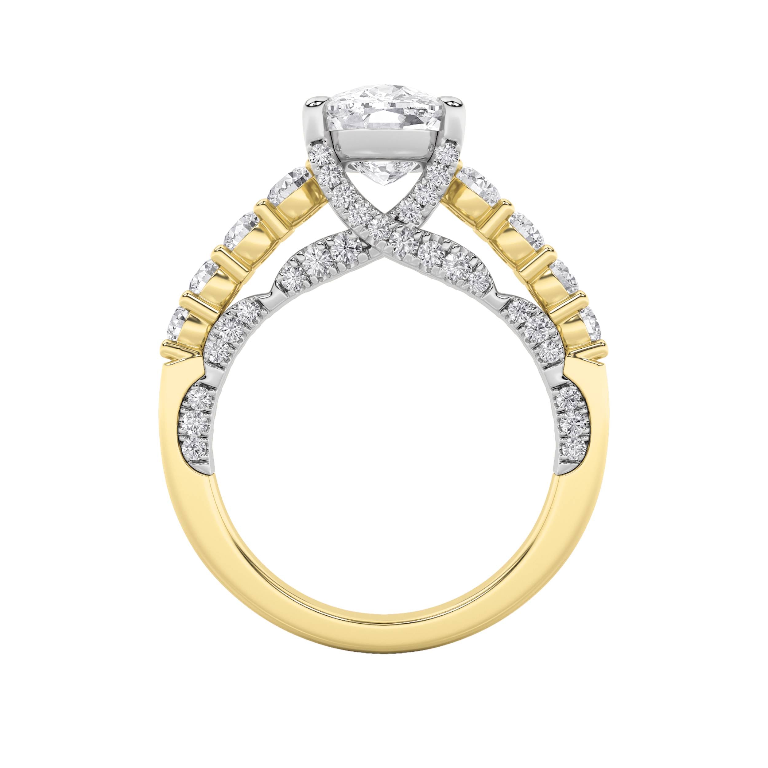 4Cttw Elongated Cushion Shaped Lab Grown Diamond (F/VS) Ring in 14K Gold