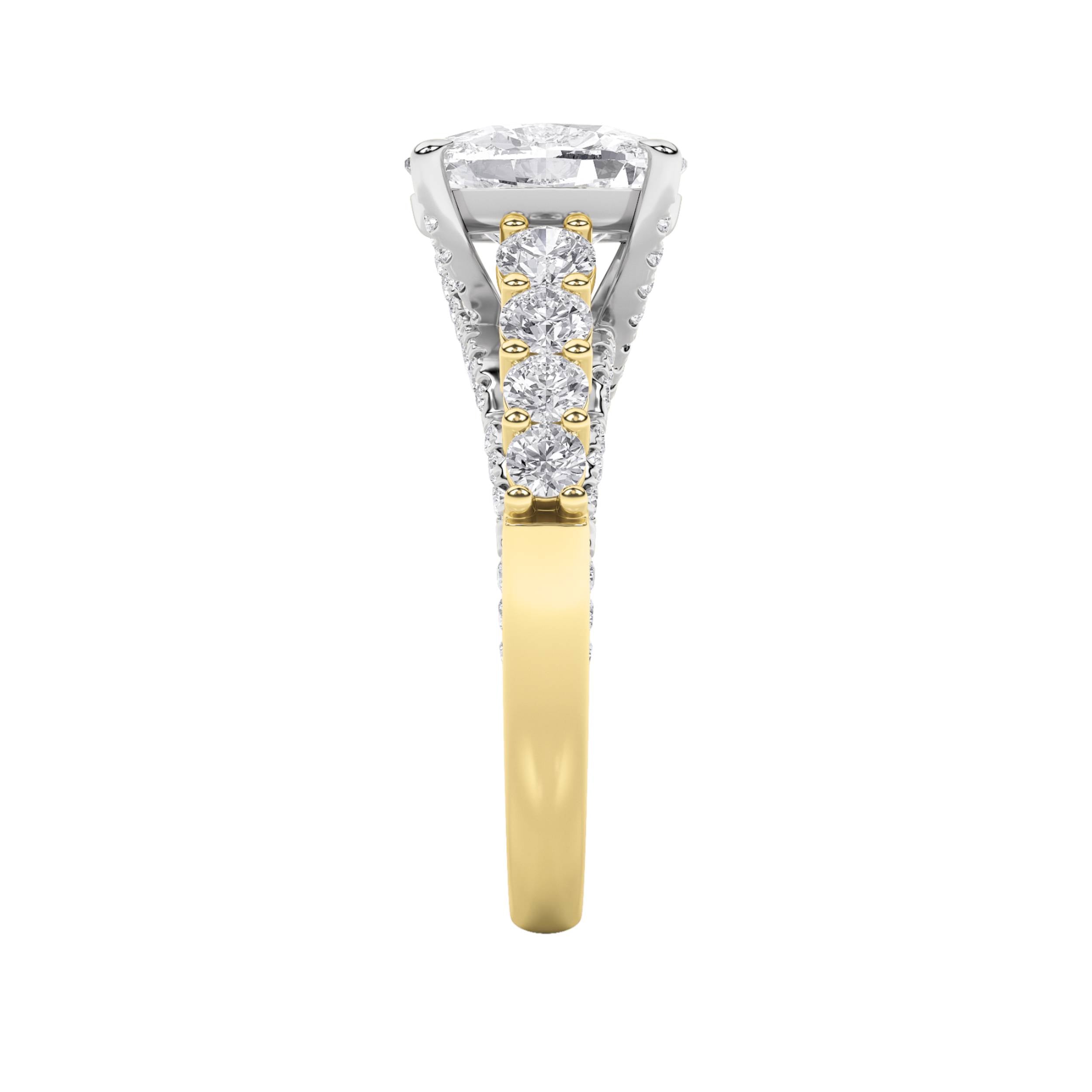4Cttw Elongated Cushion Shaped Lab Grown Diamond (F/VS) Ring in 14K Gold