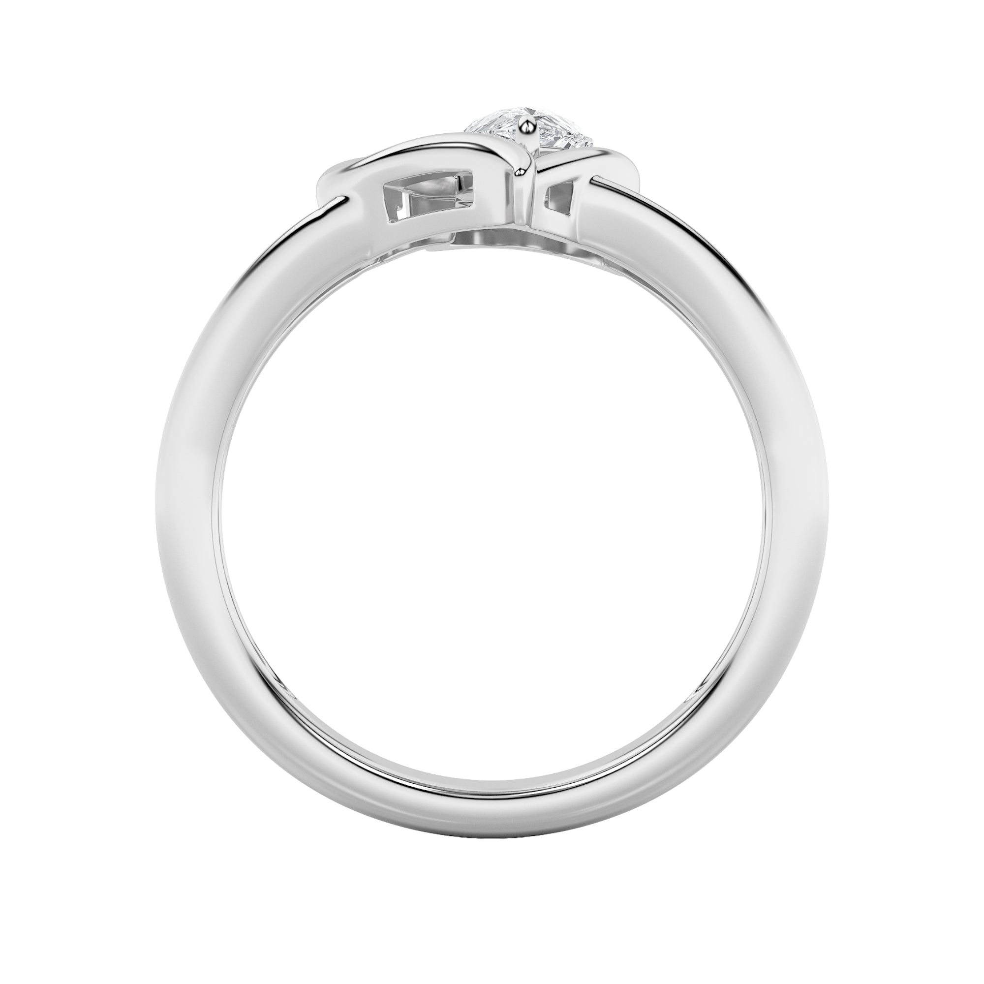0.5Cttw Pear Shaped Lab Grown Diamond (F/VS) HeartRing in 14K White Gold
