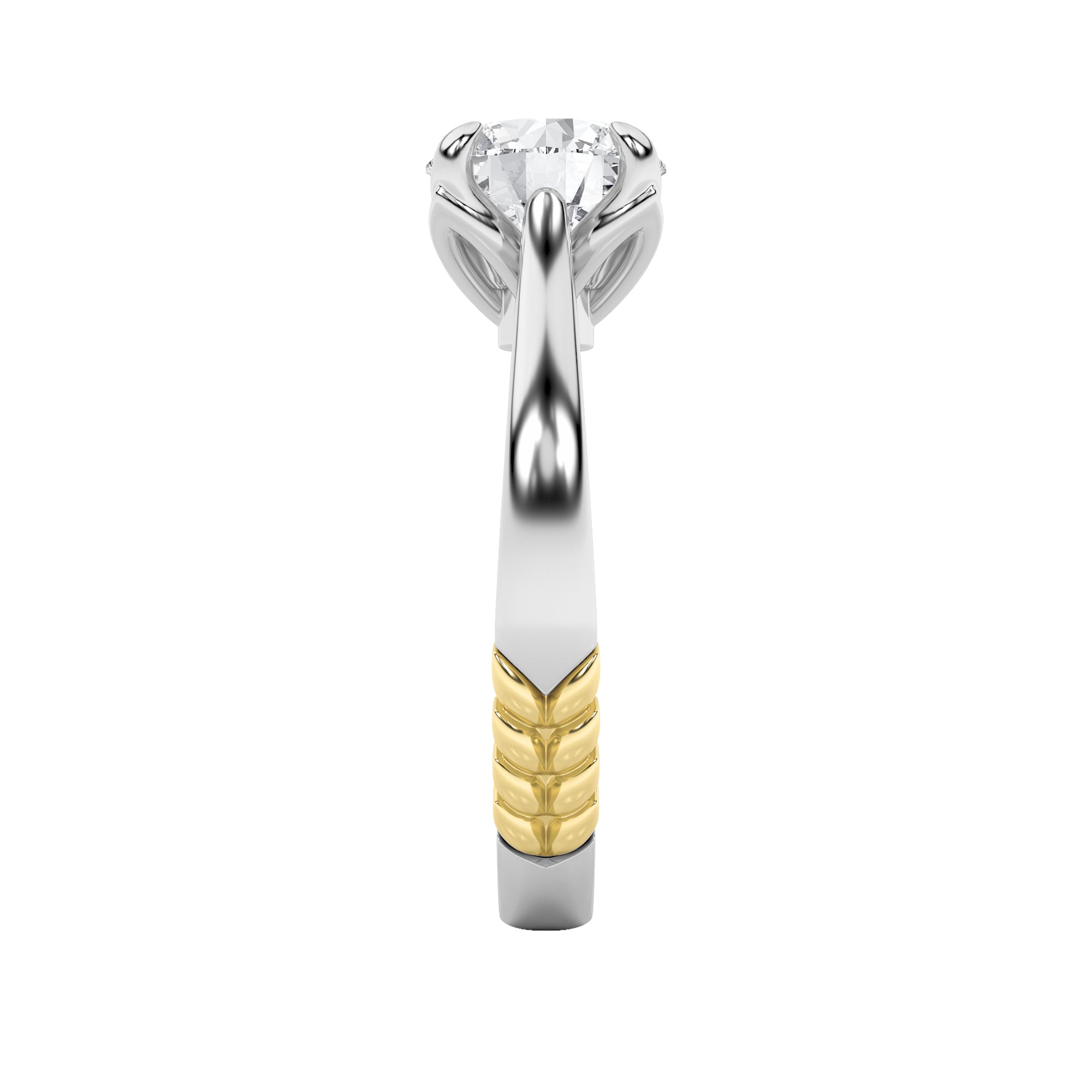 2Cttw Round Shaped Lab Grown Diamond (F/VS) Two Tone Classic Solitaire Engagement Ring in 14K Gold
