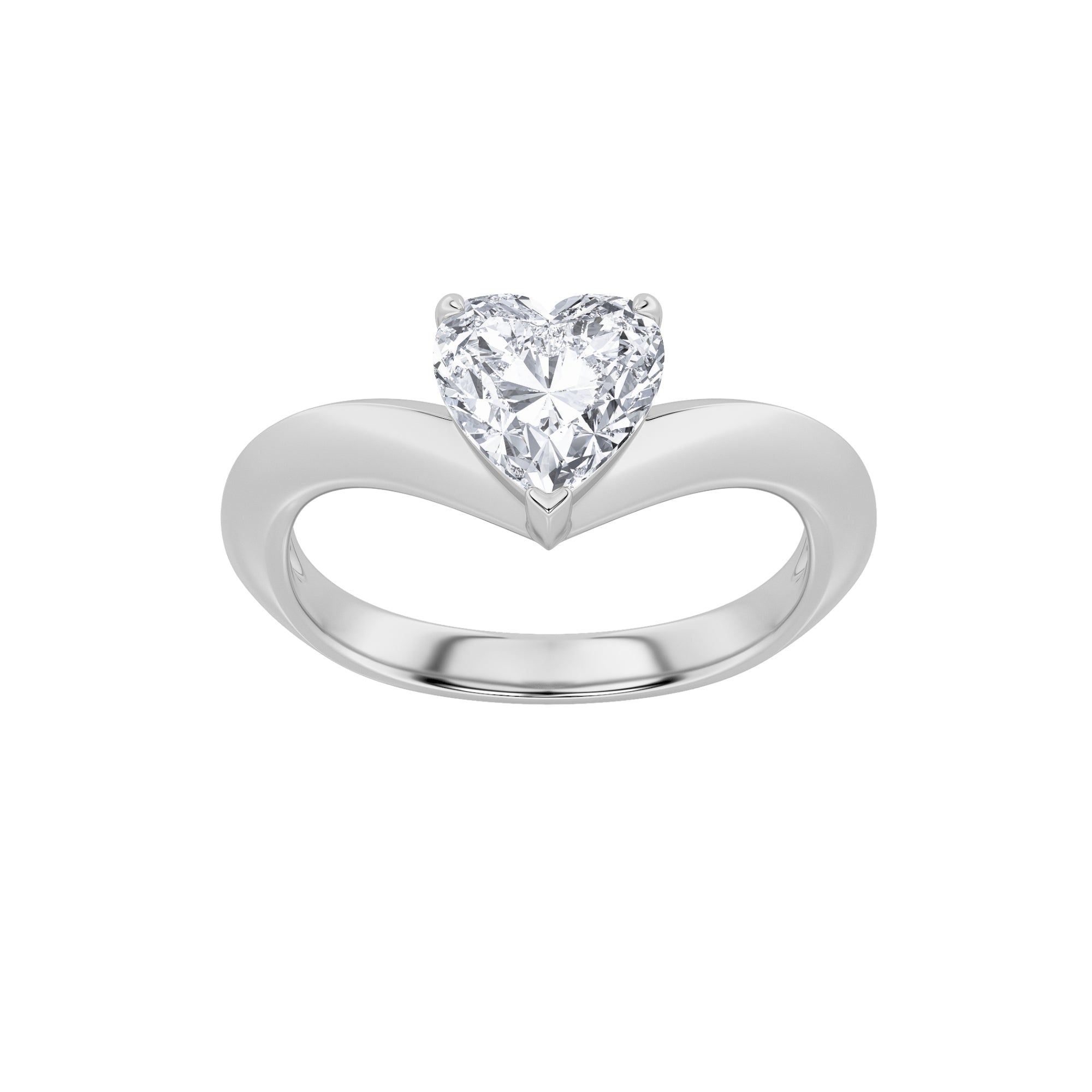 1Cttw Heart Shaped Lab Grown Diamond (F/VS) HeartShaped Ring in 14K Gold