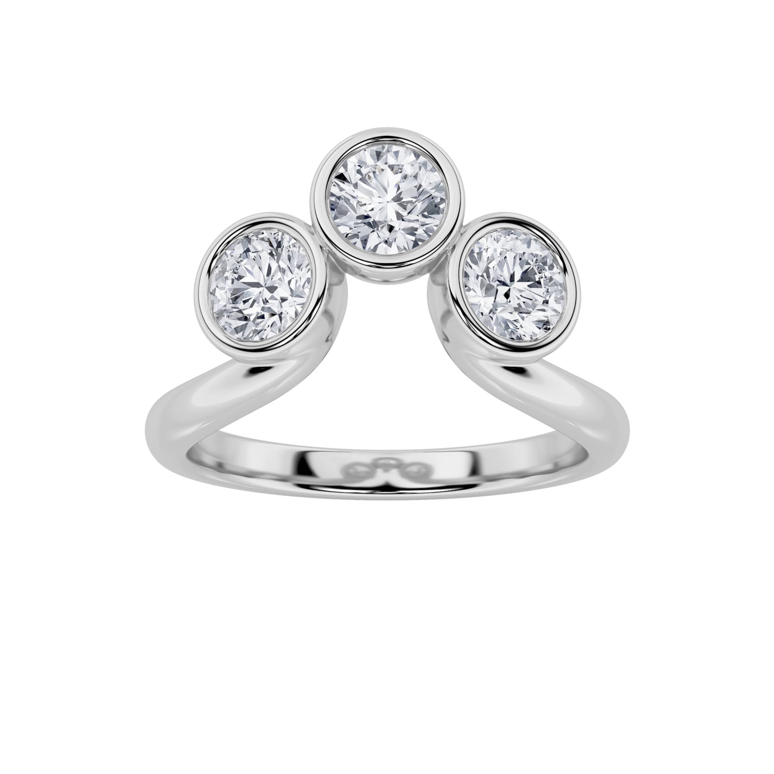 1Cttw Round Shaped Lab Grown Diamond (F/VS) ThreeStone Ring in 14K Gold